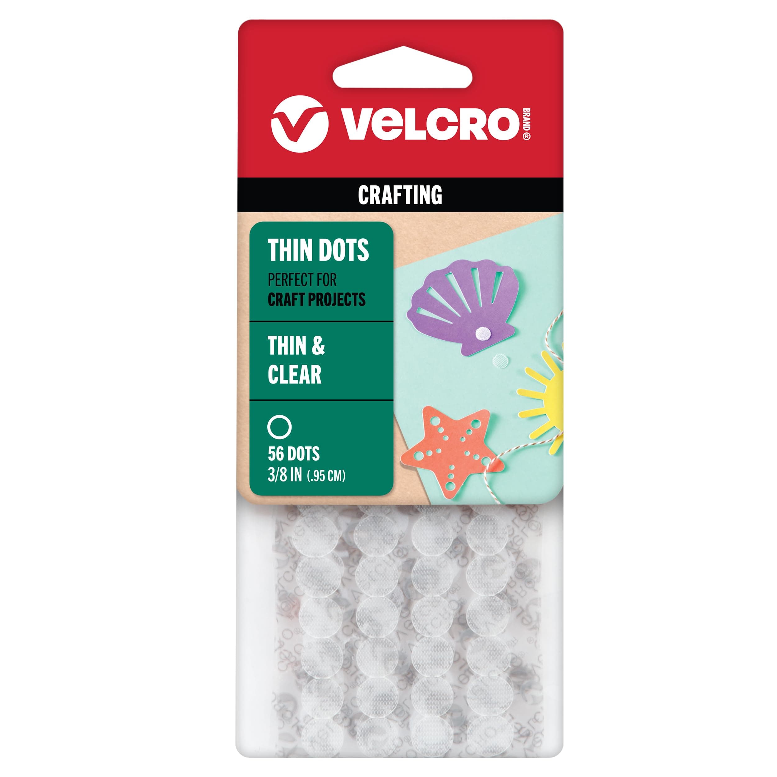 VELCRO Brand - Thin Clear Fasteners | General Purpose/ Low Profile | Perfect for Home or Office | 3/8" Circles , 56-Count - Clear