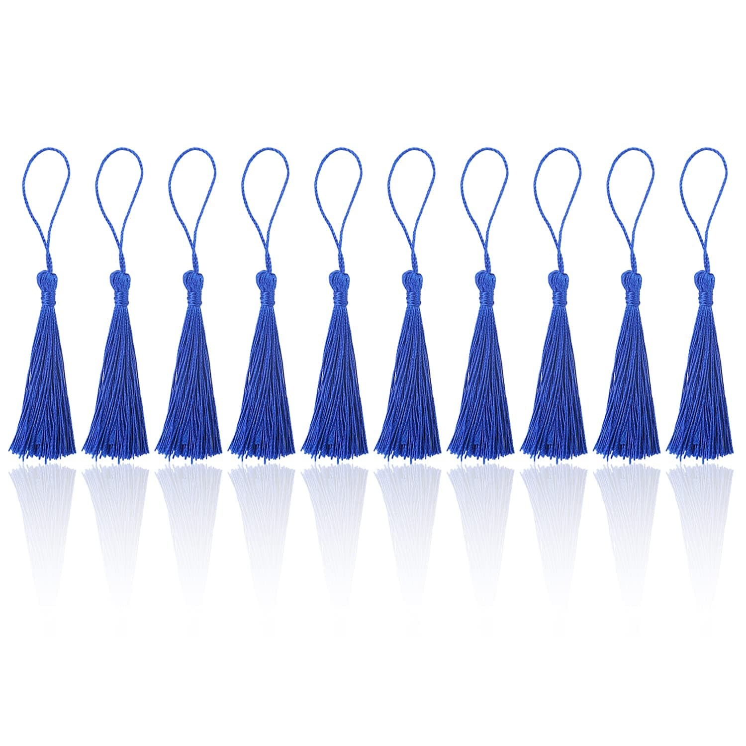 BOROLA25 Pcs Handmade DIY Tassels 13cm/5 Inch Silky Soft Craft Mini Tassels for DIY Projects, Jewelry Making, Decoration, Bookmarks (Blue)