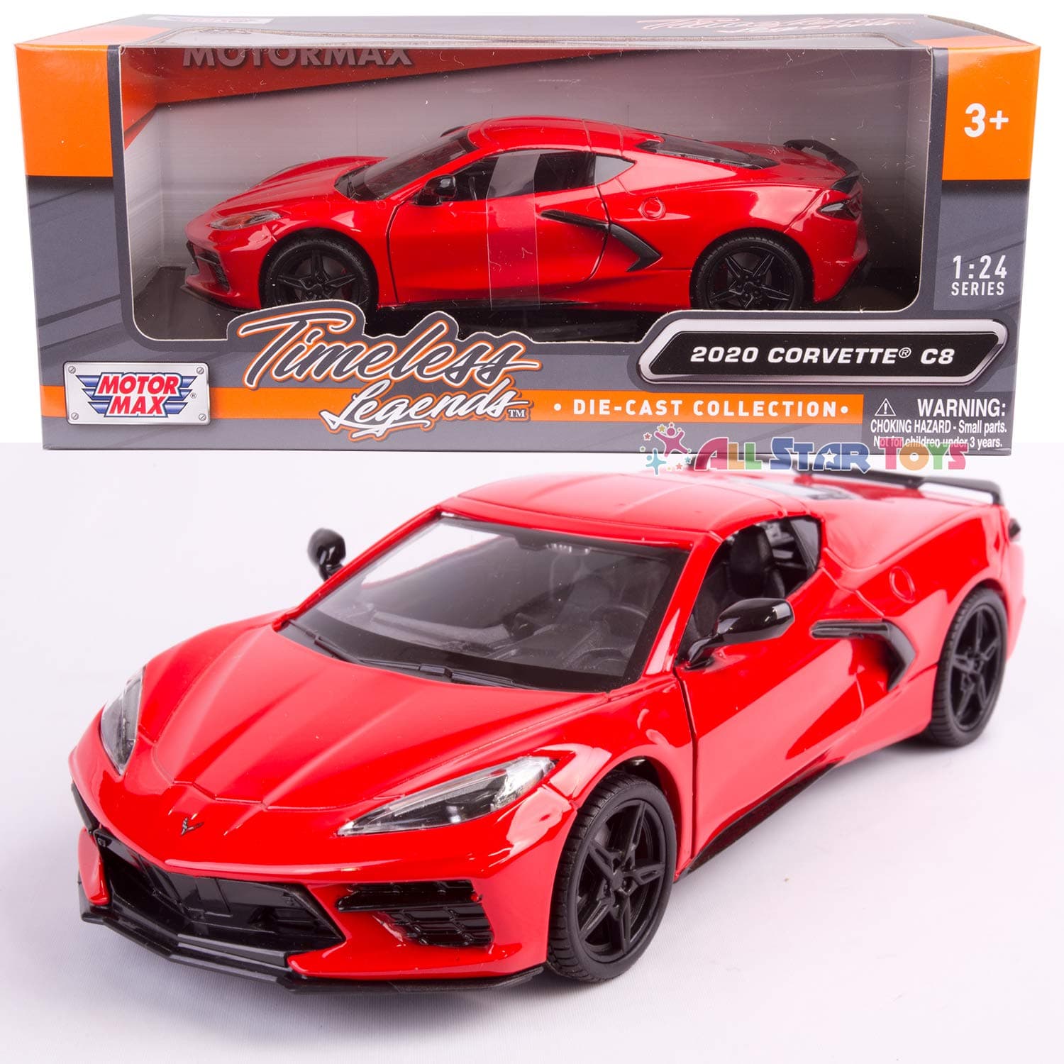 2020 Chevrolet Corvette C8 Stingray Red Timeless Legends 1/24 Diecast Model Car by Motormax 79360