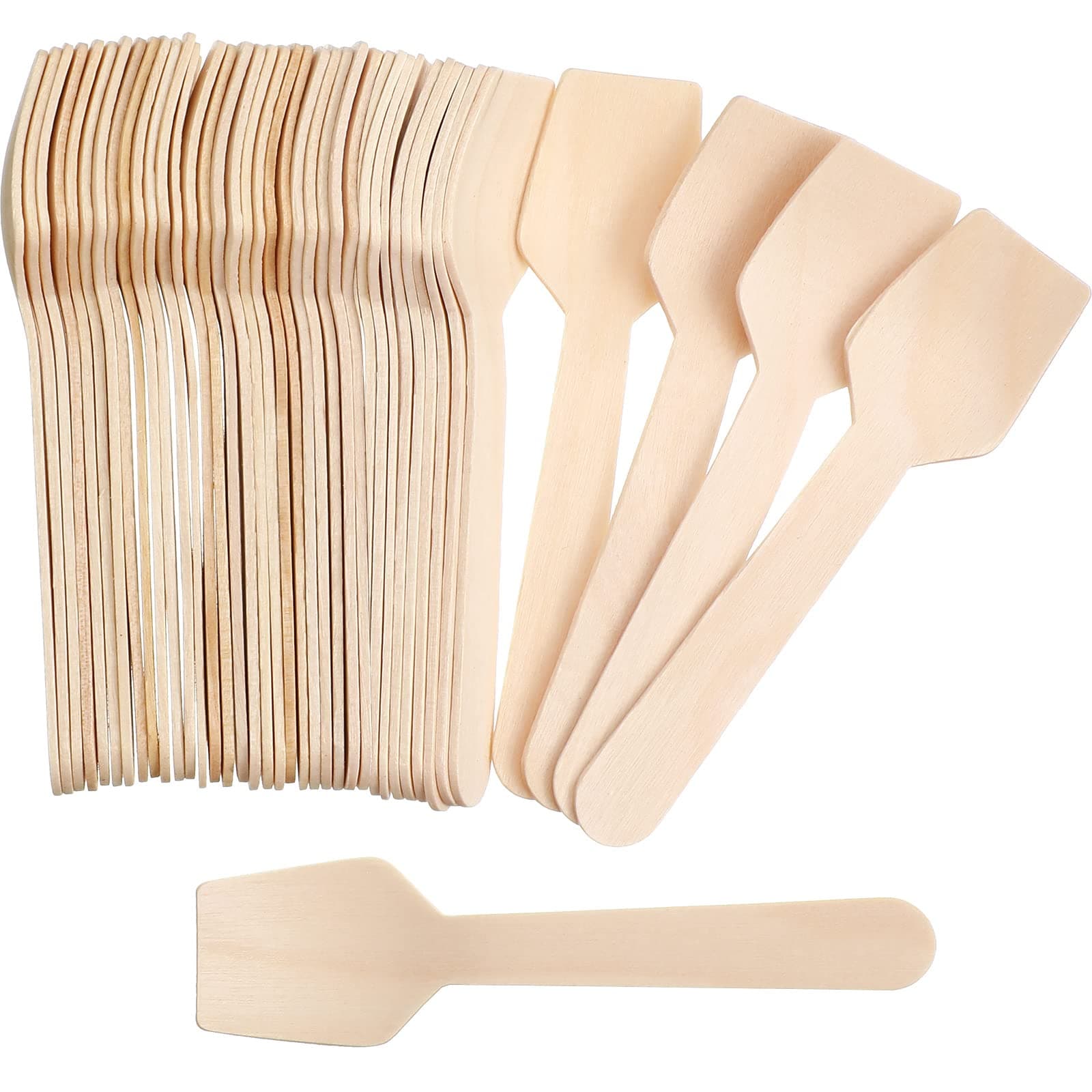 Sieral 1000 Pack 3. 74" Disposable Mini Wooden Spoons Bulk Square End Tasting Sampling Ice Cream Spoons for Tasting Yogurt, Ice Cream, Dessert