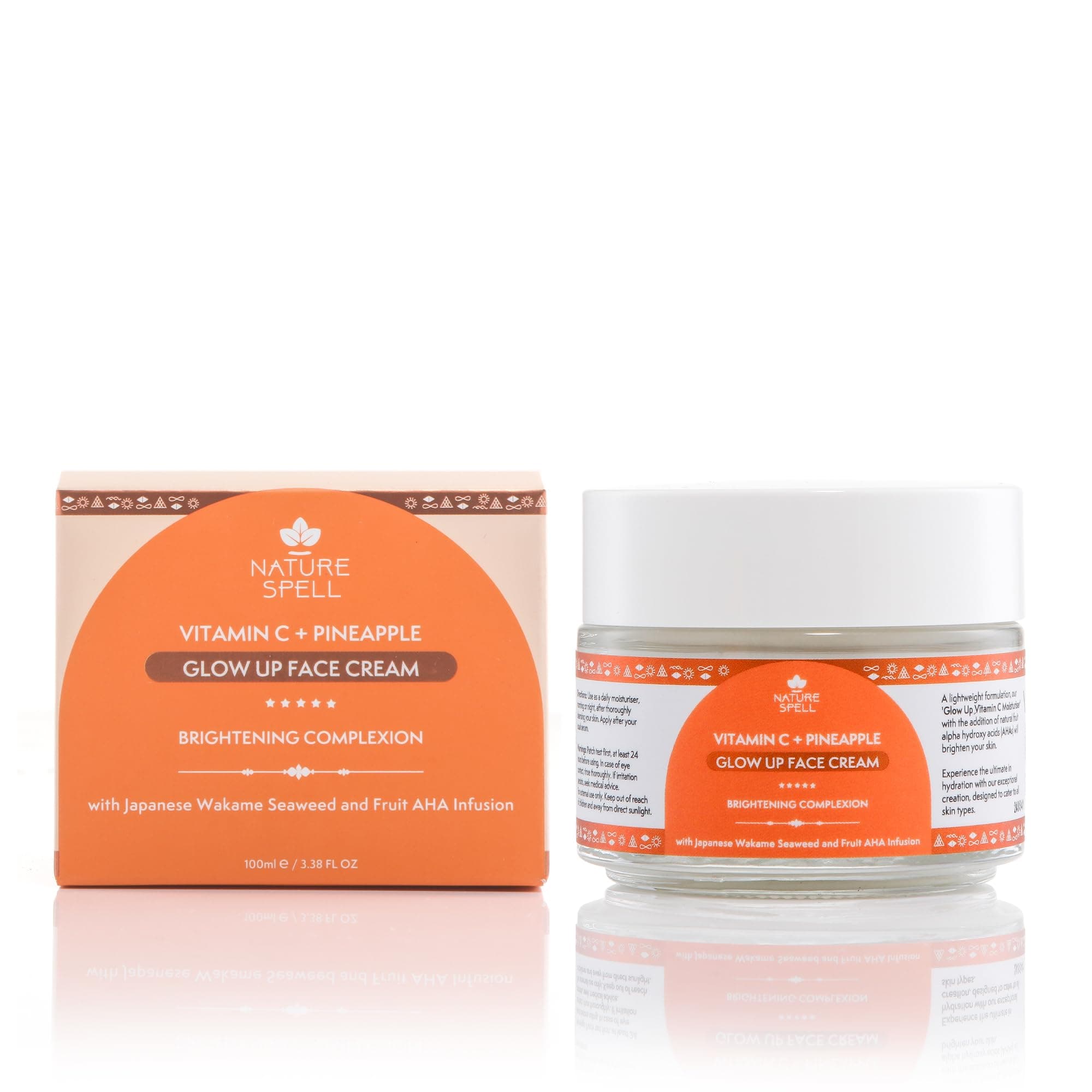 Vitamin C Face Moisturiser, Targets Dark Spots & Discolouration, Infused with Pineapple & Japanese Wakame, Vegan, 100ml