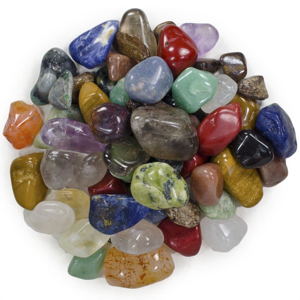 Hypnotic Gems 2 Pounds Brazilian Tumbled Polished Natural Stones Assorted Mix - Small Size - 0.75" to 1.25" - Average 1"