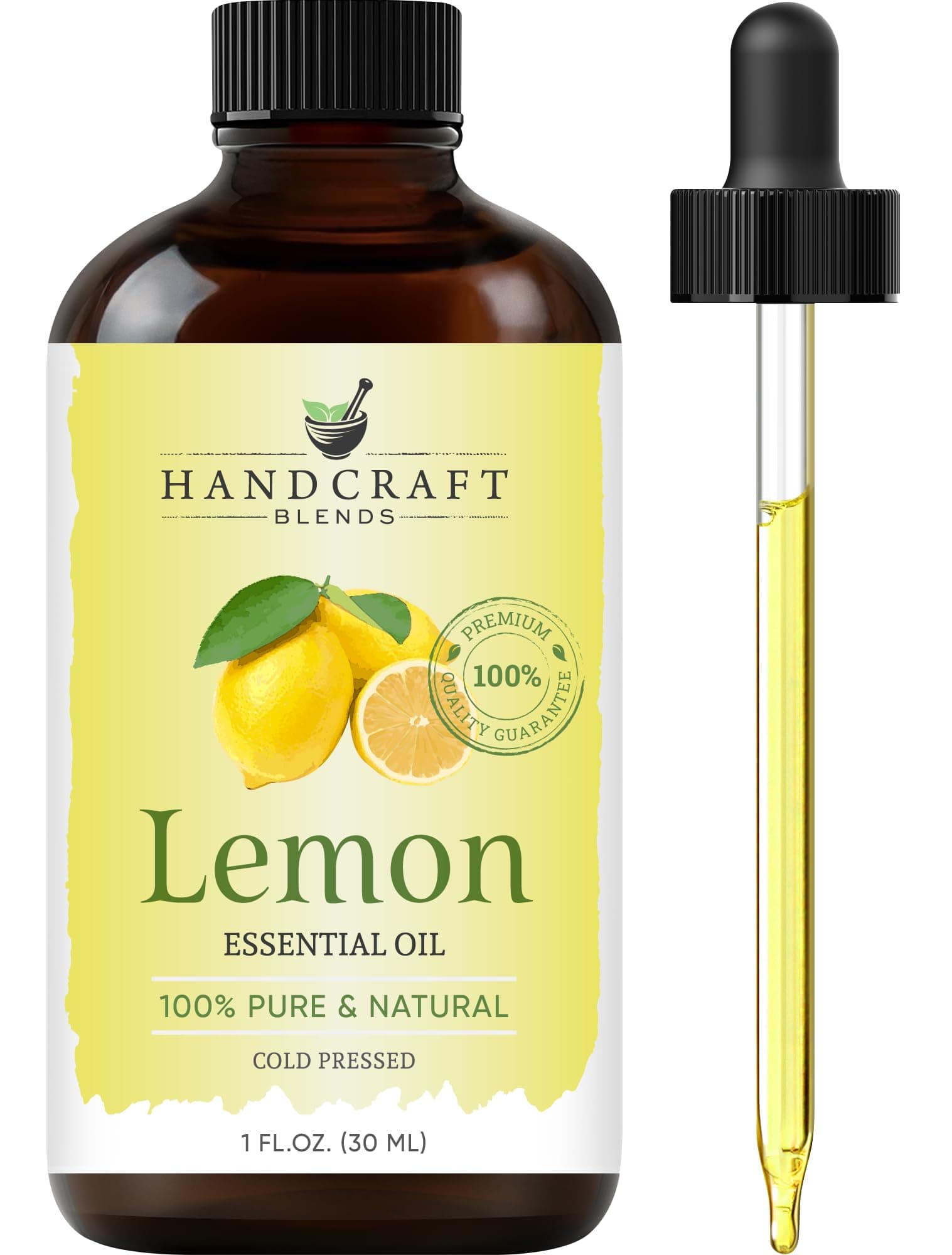 Handcraft Blends Lemon Essential Oil ā 1 Fl Oz ā 100% Pure and Natural ā Premium Grade Essential Oil for Diffuser and Aromatherapy, Skin, Massage, Candle and Soap Making Fragrance
