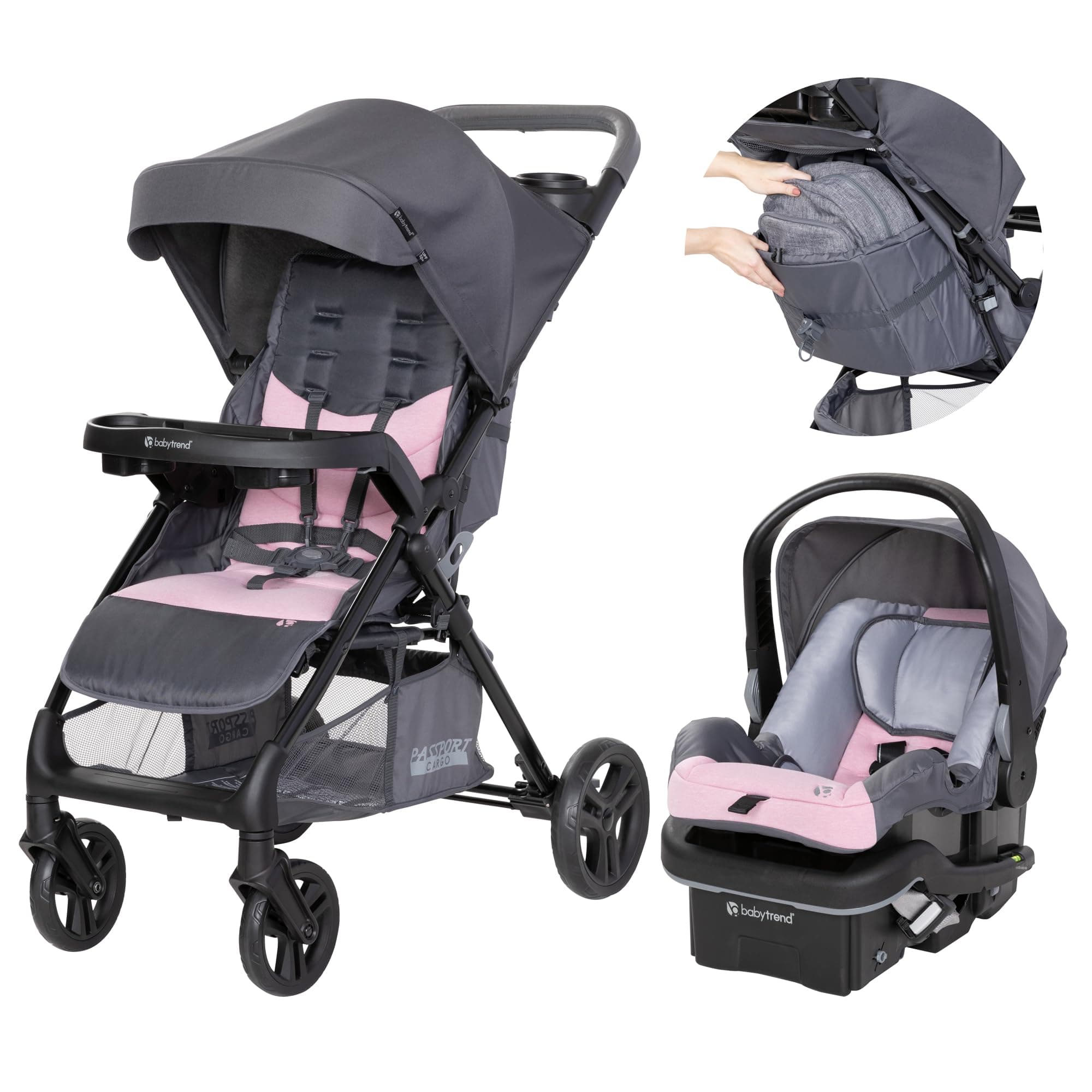 Passport® Cargo Stroller Travel System with EZ-Lift™ Plus Infant Car Seat, Pink Bamboo