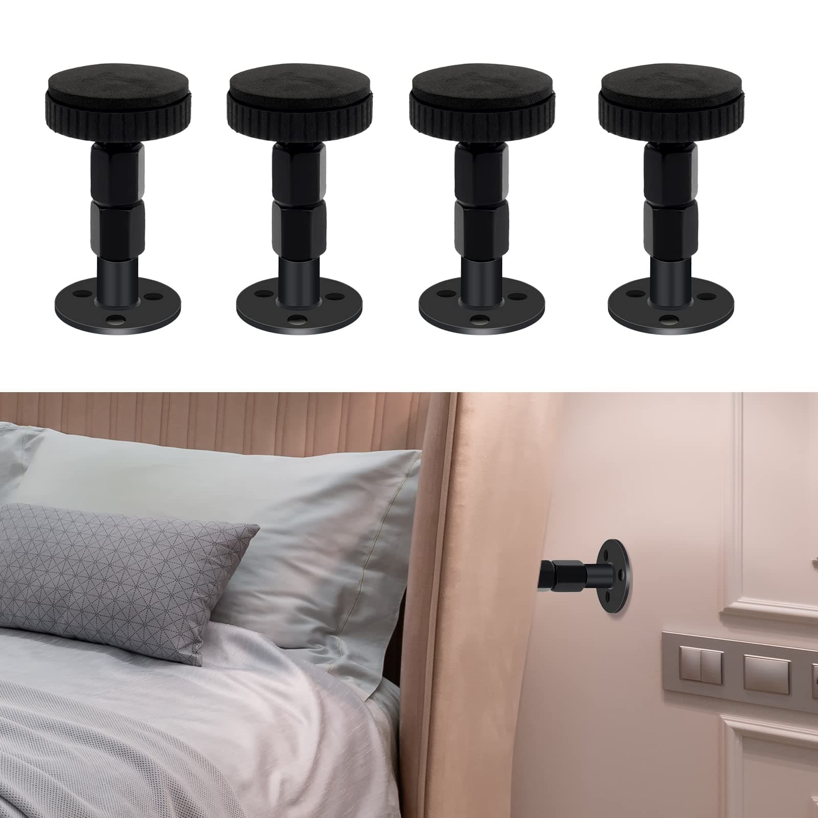 4Pcs Headboard Stoppers for Wall((1.18-2.52In Adjustable)