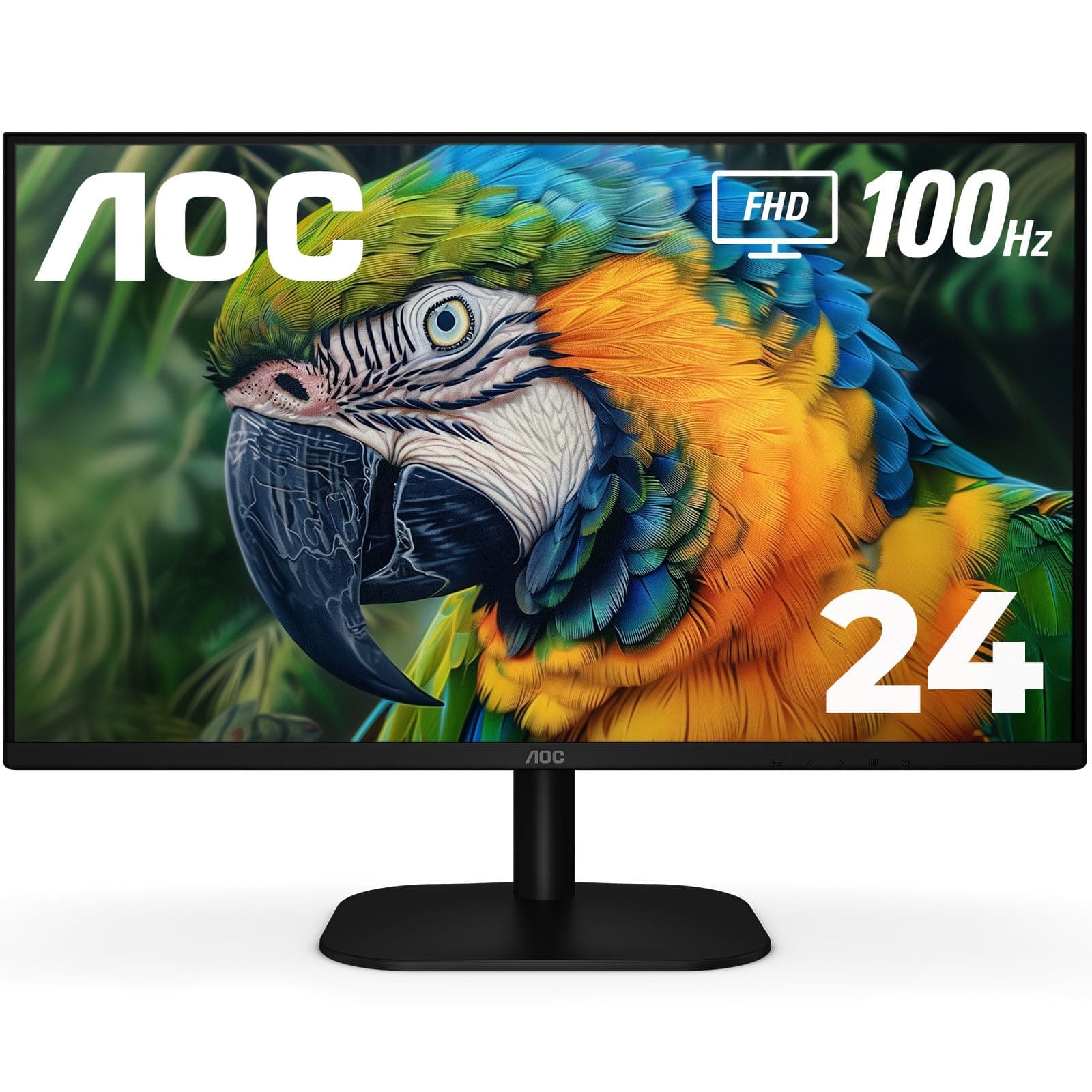 AOC 24B2H2 24” Frameless IPS Monitor, FHD 1920x1080, 100Hz, 106% sRGB, for Home and Office, HDMI and VGA Input, Low Blue Mode, VESA Compatible,Black