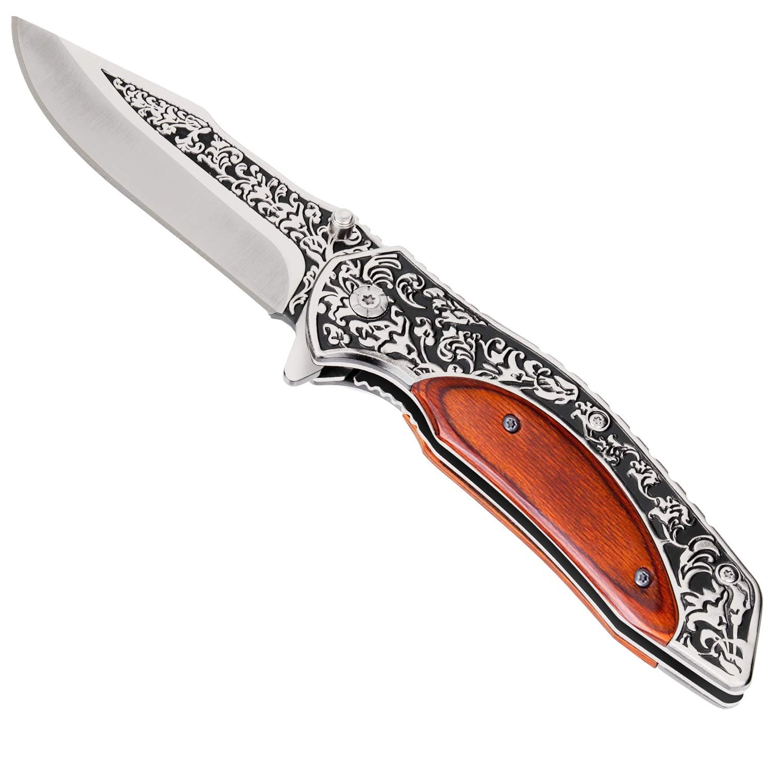 Pocket Knife Pocket Folding Knife 3CR13 blade +handle (stainless steel and colored wood) for Hunting, Camping, Fishing, Hiking, Outdoor Activities Home Improvement