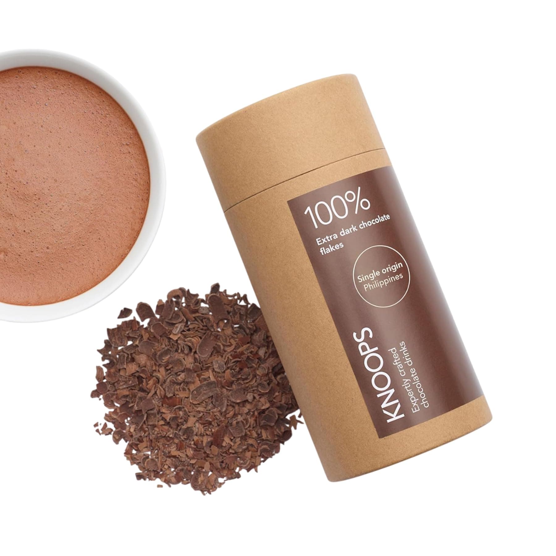 Dark Hot Chocolate Flakes, 100% Philippines Extra Dark Luxury Hot Drinking Chocolate, Delicious Cocoa Drink with Real Choc Flakes, All Natural Vegan Ingredients, 250 g, Equal to 8 Sachets