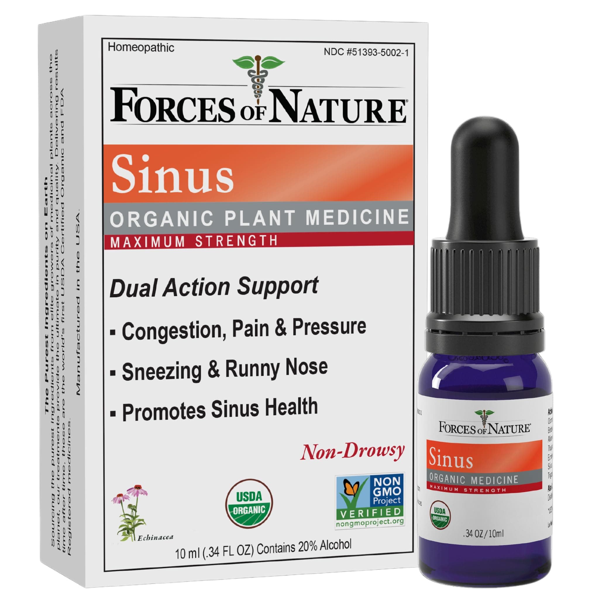 Sinus, Organic Medicine, Immune Drops, Maximum Strength, 0.34oz (10ml)