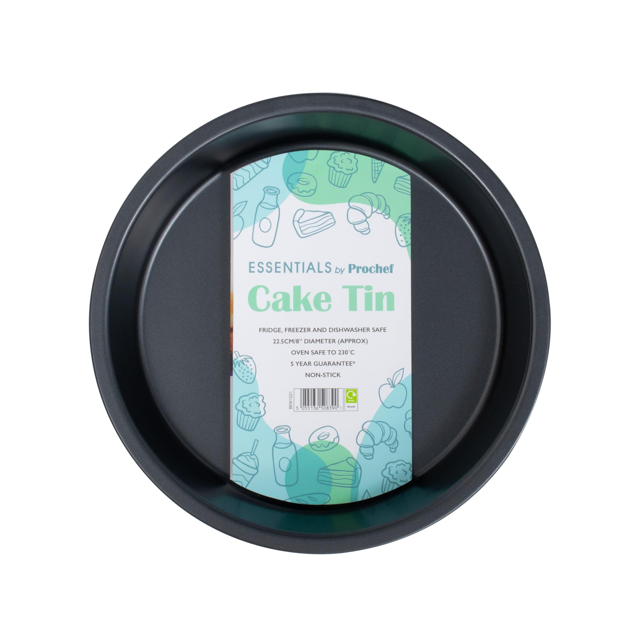 Teflon Non-Stick Premium Coated Baking Victoria Sponge Cake Sandwich Tin - Diameter 22.5cm/8" - Easy to Clean Coating for all Cakes & Treats - Black