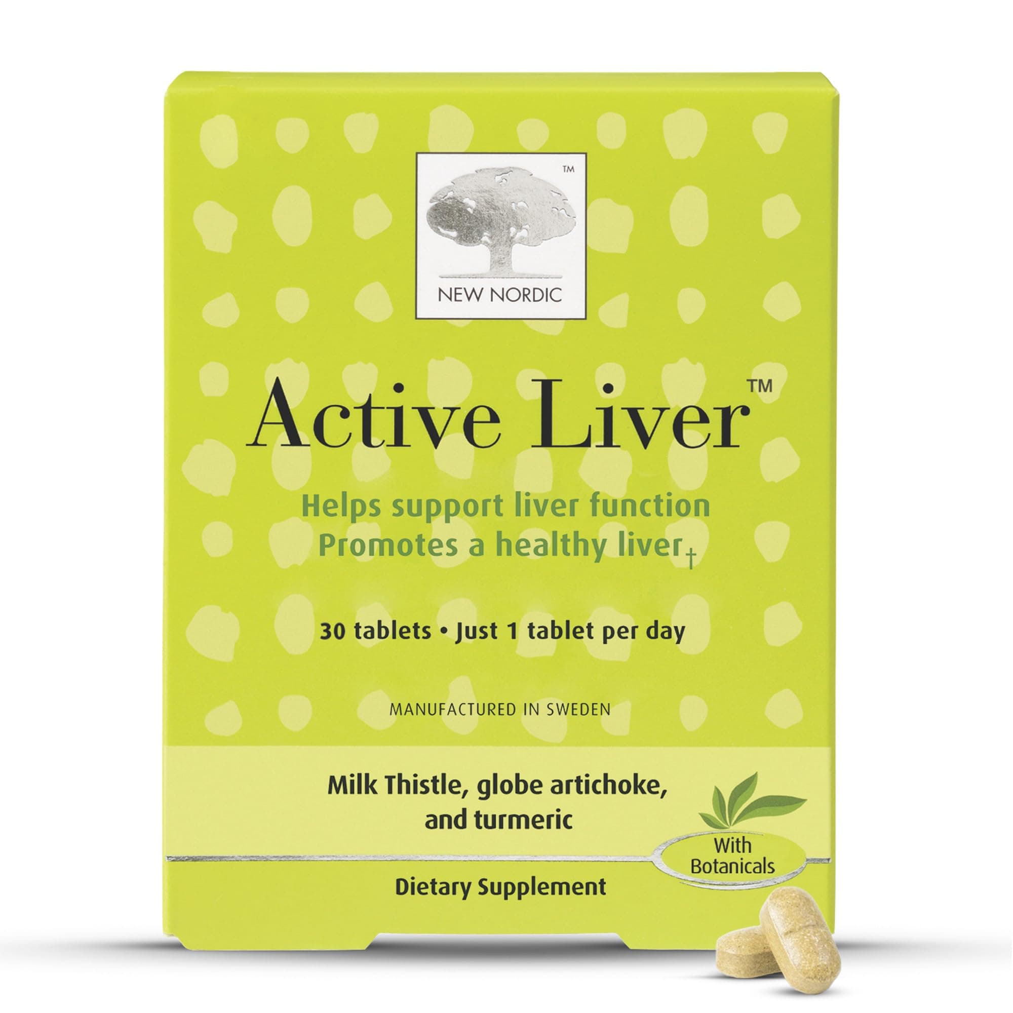NEW NORDIC Active Liver 30-Day Supply, Daily Liver Supplement, Milk Thistle, Artichoke & Turmeric, 30 Tablets (Pack of 1)