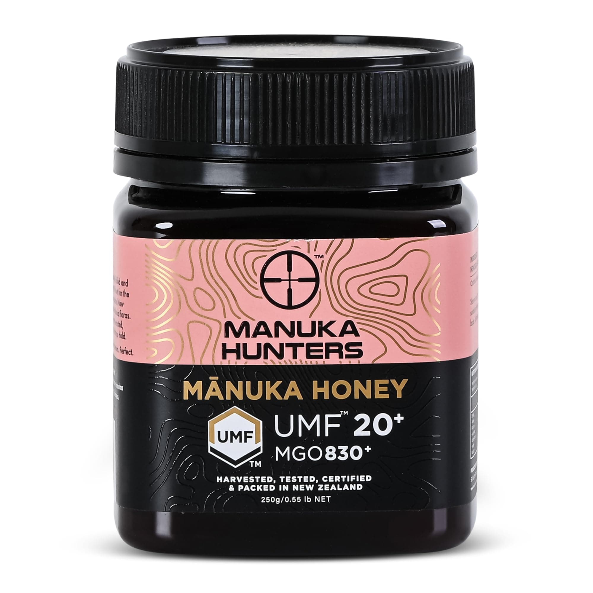 UMF 20+/MGO 830+ Certified New Zealand Manuka Honey - 100% Pure Natural Sweetener - Gluten, Dairy Free - Ideal for Tea, Coffee, Smoothies, and Baking - Sustainable - 8.8oz/250g Jar