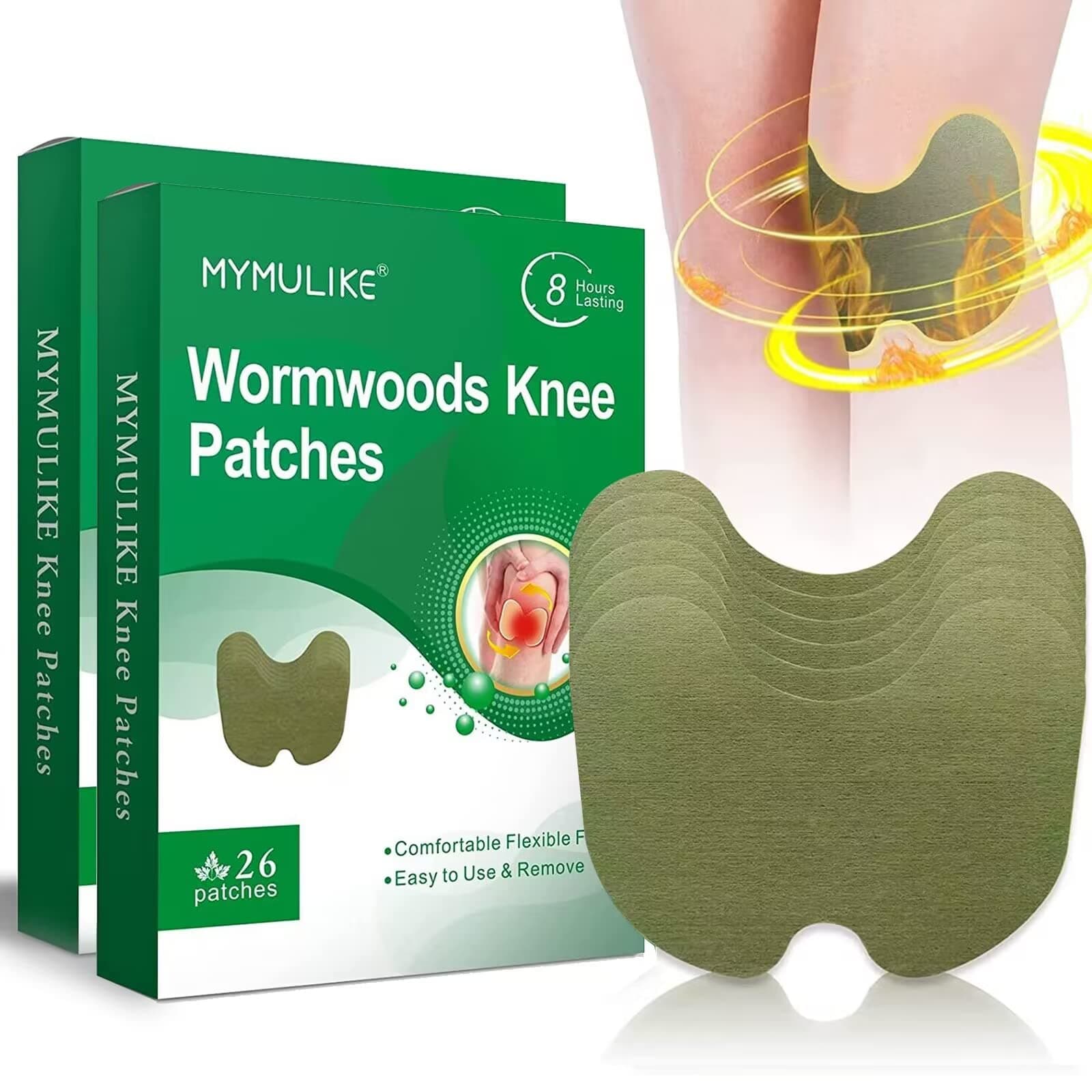 52 Count Knee Patches, Warming Herbal Patches for 8H Long Lasting Reducing of Joint Uncomfortable, Wormwood Extract Sticker for Knee, Back, Neck, Shoulder