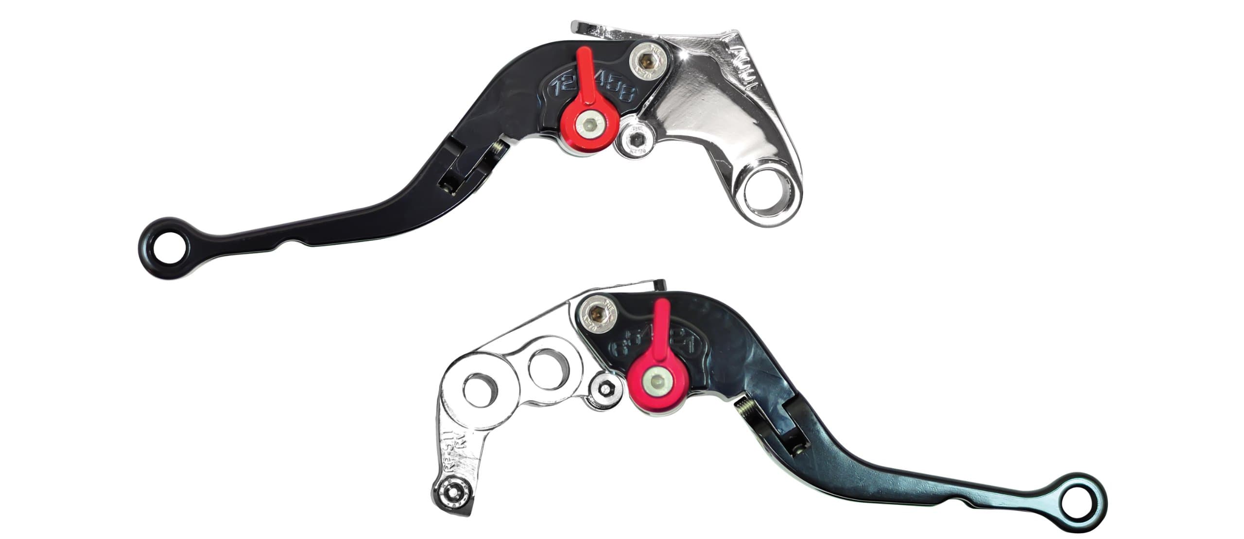 Yana Shiki LC001LCF-BLK/RC18LBF-BLK Black Short Folding Adjustable Brake/Clutch Lever Set with Chrome Knuckles for Suzuki GSX-R1000