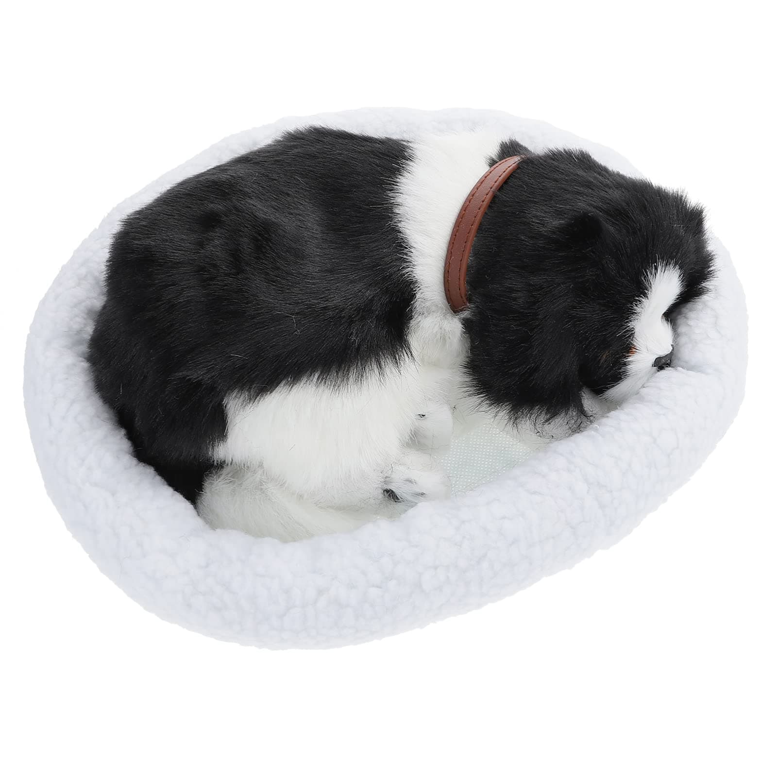 BESTOYARD12-Inch Breathing Dog, Sleeping Black Border Collie, Plush Toy Lifelike Animal, Shepherd Dog Photography Prop for Kid' Birthday Gift, Home Decor