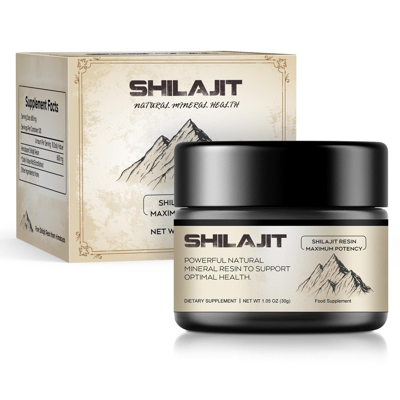 Shilajit, Berrlly Shilajit Resin 600mg Maximum Potency for Complex for Energy -30 Grams with Small Wooden Spoon (1 Box)