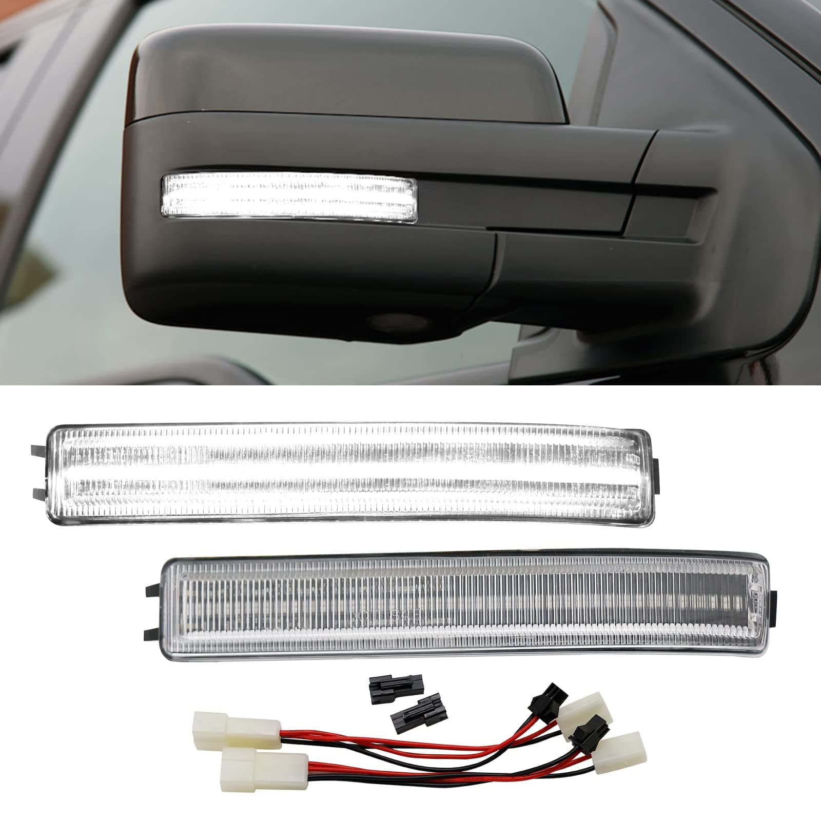 Side Mirror Turn Signal Lights LED Assembly Compatible with F150 2009-2014/for Mark LT 2010-2014,Blink Turn Marker Lamp (Clear Len White Light)