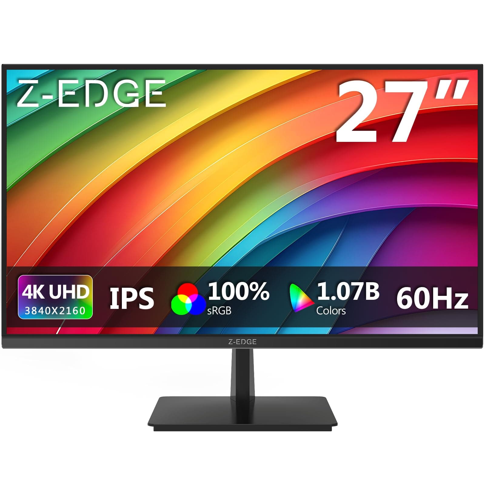 Z-Edge U27P4K 27-inch 4K Monitor IPS Ultra HD 3840x2160, 60Hz Refresh Rate, PC Monitor Gaming, 100% sRGB, HDMI x 2 and DP x 2