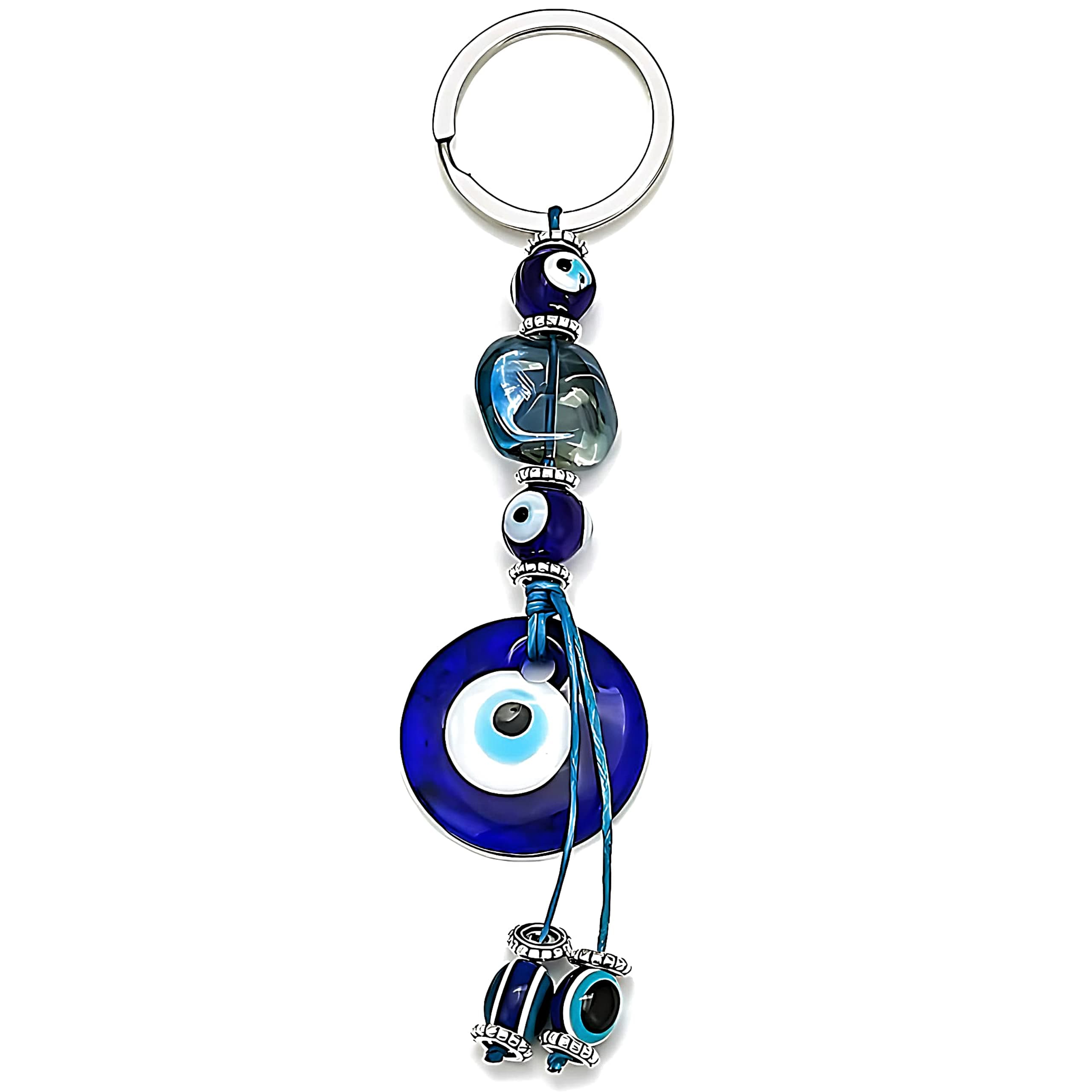 MyfavoriteK Turkish Evil Eye Keychain Good Luck Charms Evil Eye Hanging Ornament for Car Keys / Clover / Sunflower / Mystical Stone, Mystical Stone, S