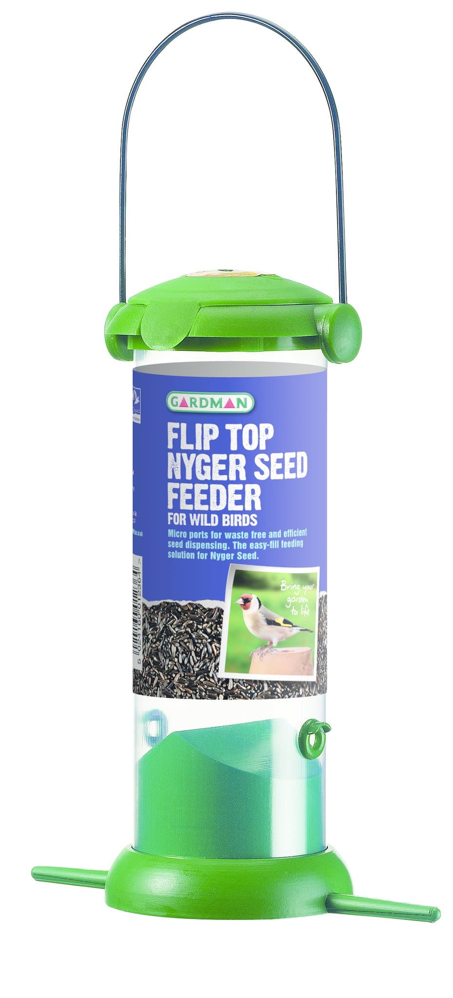 Flip Top Nyjer Seed Feeder Bird, Green, 13 x 5 x 13 cm