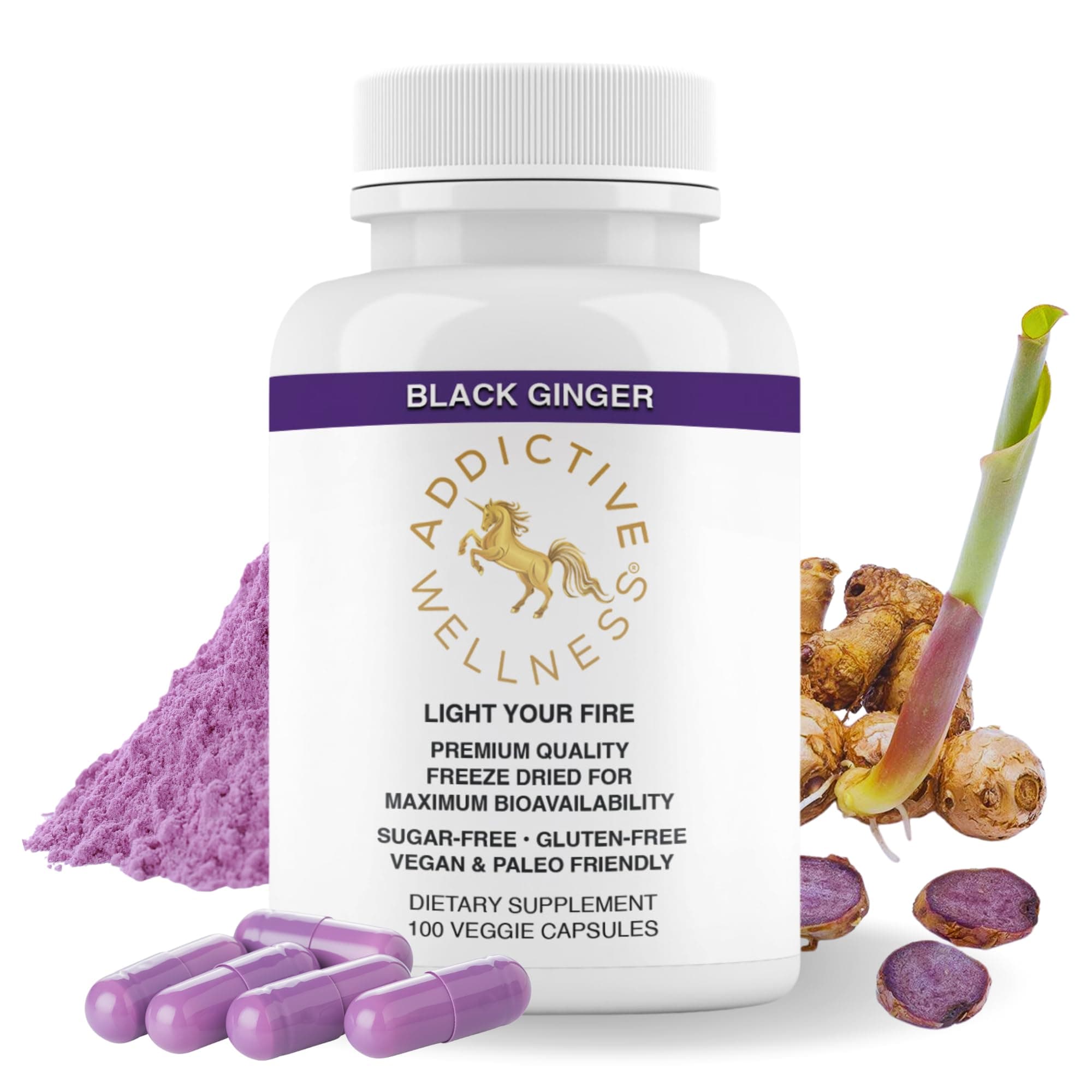 – Black Ginger Capsules 450mg, Kaempferia Parviflora Supplement to Support Energy, Metabolism, Endurance & Performance, Thai Black Ginger for Men, Vegan & Paleo, 100 Count