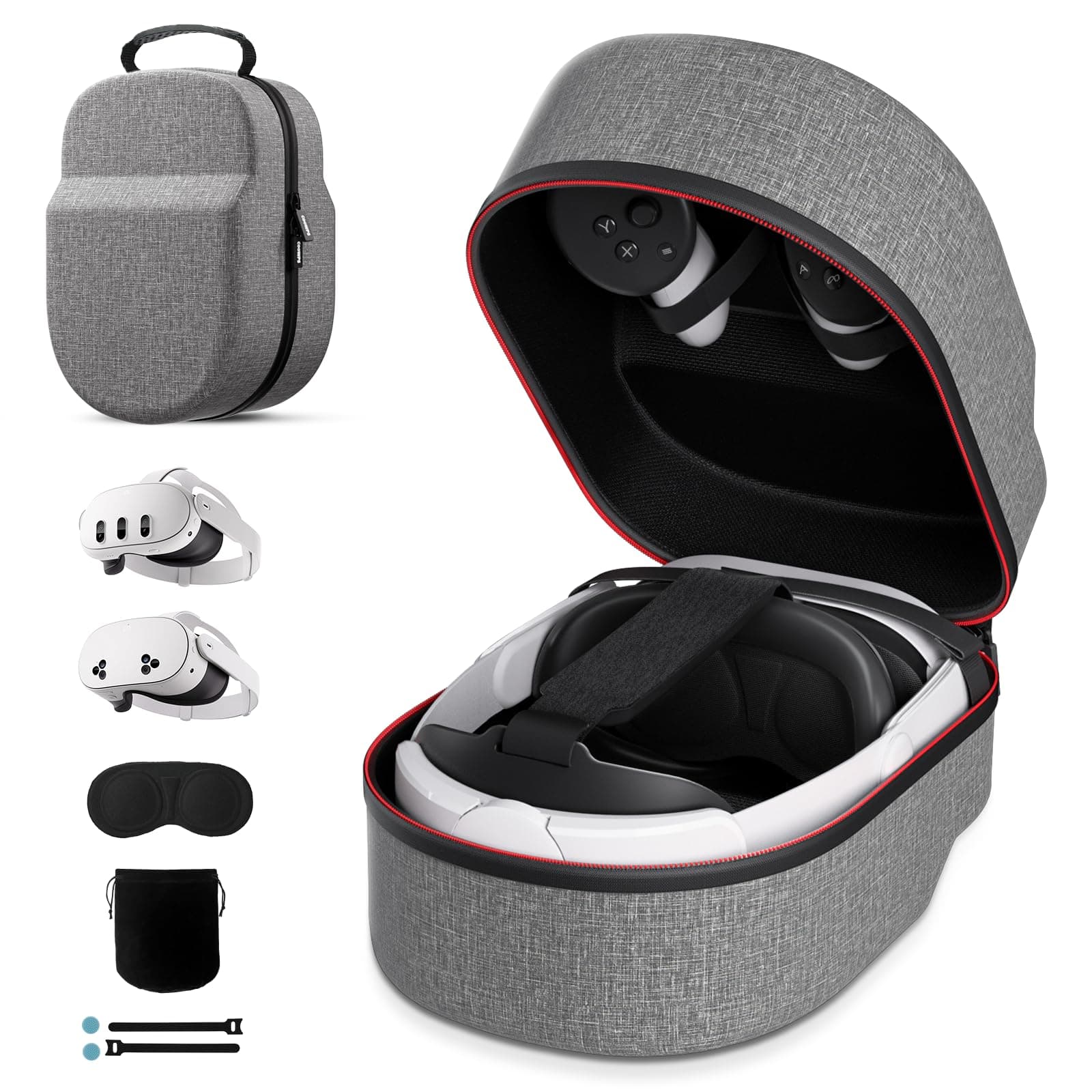 COOWPS Carrying Case for Meta Quest 3S/Quest 3/Quest 2, Compatible with BOBOVR/Kiwi Design/Official Head Strap, Portal Full Protection for Travel Storage