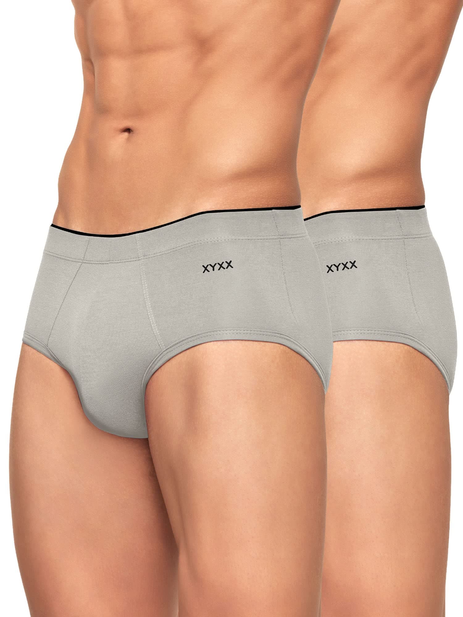 Men's Underwear Uno IntelliSoft Antimicrobial Micro Modal Brief Pack of 2 (Heather Grey ; Heather Grey; L)