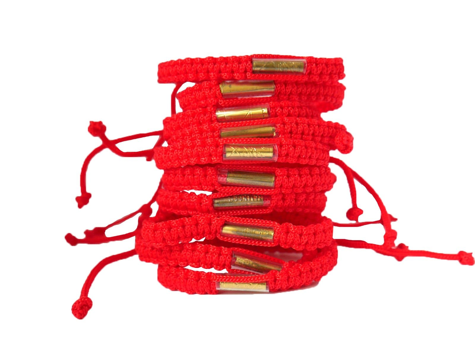 Lot of 10 Red Color Handmade Buddhist Thai Wristband Brass Amulet Blessed Karma Good Luck Love Friendship Yoga Meditation Mindfulness Bracelet