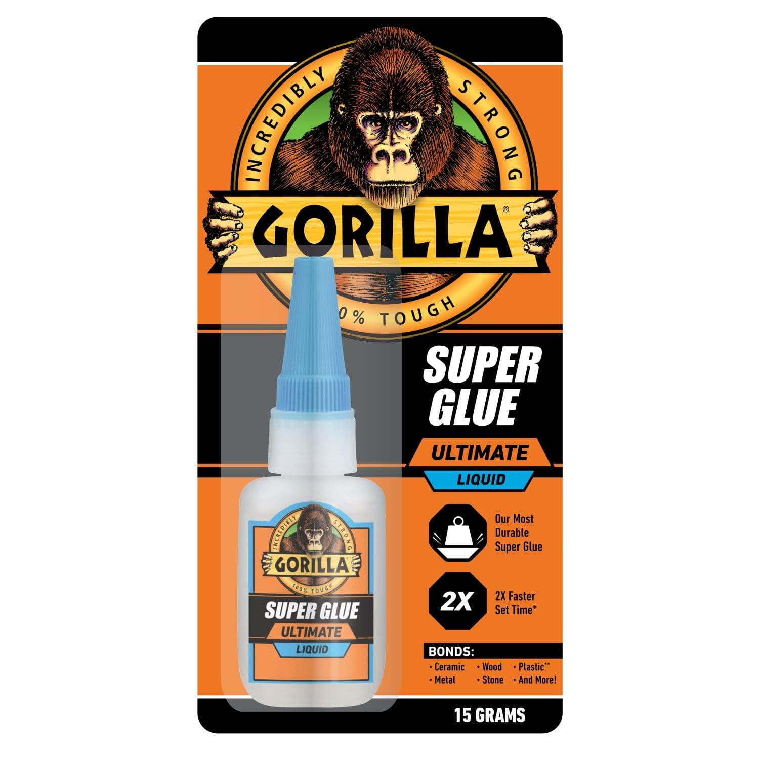 Ultimate Super Glue, Clear Glue, 15 Grams (Pack of 1) - Fast-Setting Cyanoacrylate for Quick Fixes & Repairs with Anti-Clog Cap