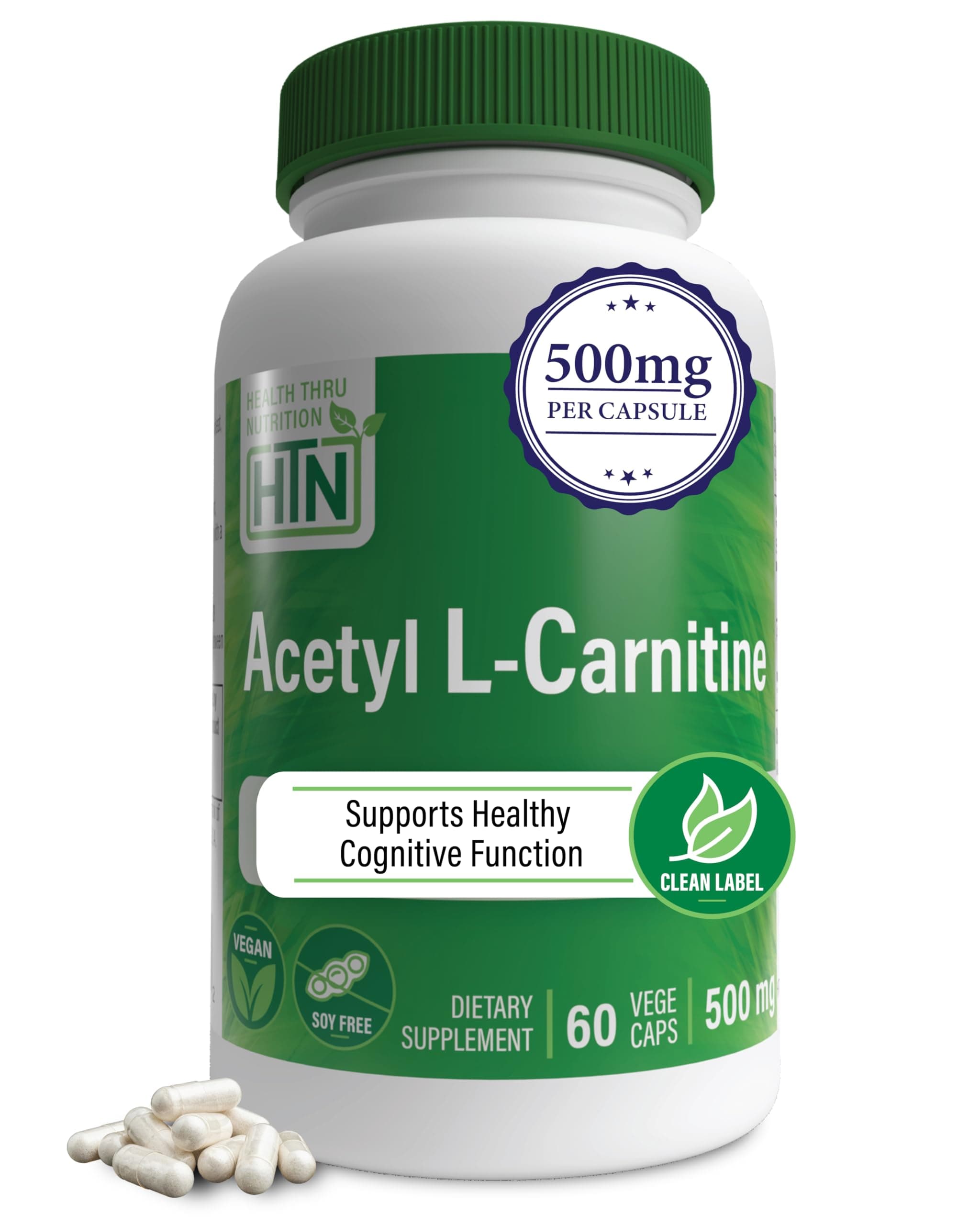 Acetyl L-Carnitine 500mg 60 Capsules Non GMO (60)