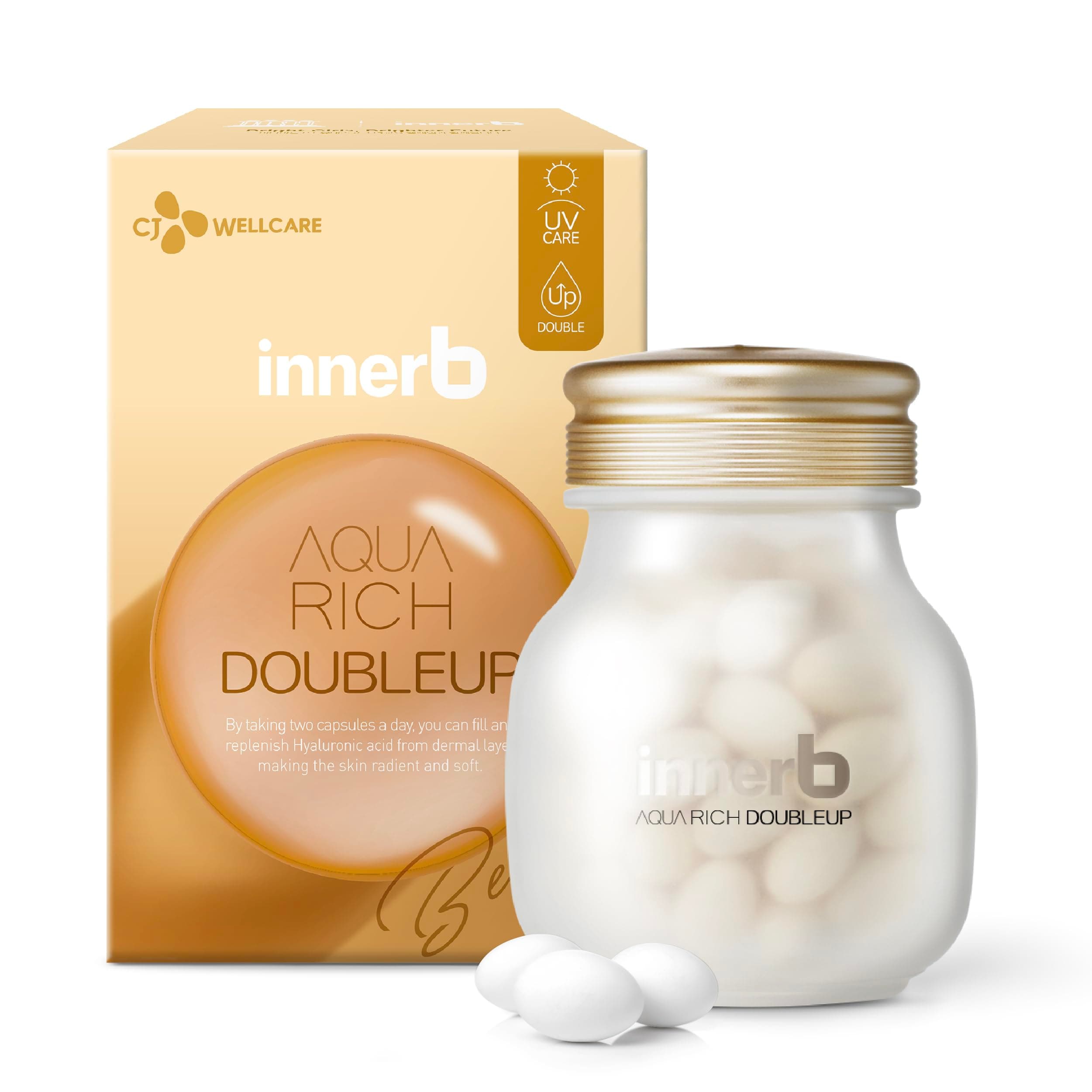 CJwellcareAquarich 500mg 56capsule for 4week Aqua Rich Double Up (28 Servings, 4 Weeks) - Premium Korean Skincare Supplement for Inner Hydration