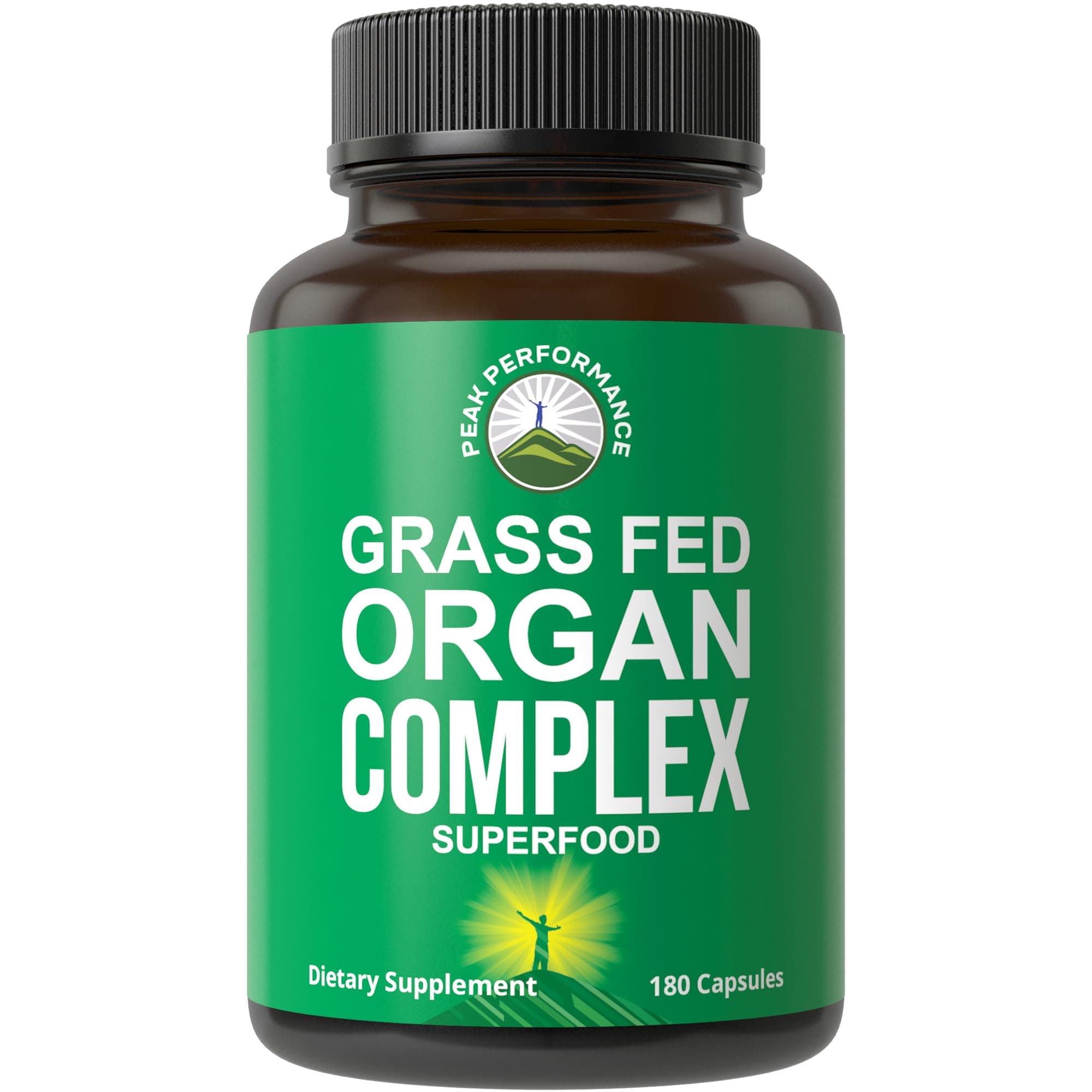 Grass Fed Beef Organ Complex from New Zealand (180 Capsules) Desiccated Organs Superfood Pills. GrassFed Beef Liver Capsules with Heart, Kidney, Pancreas, Spleen. Supplement