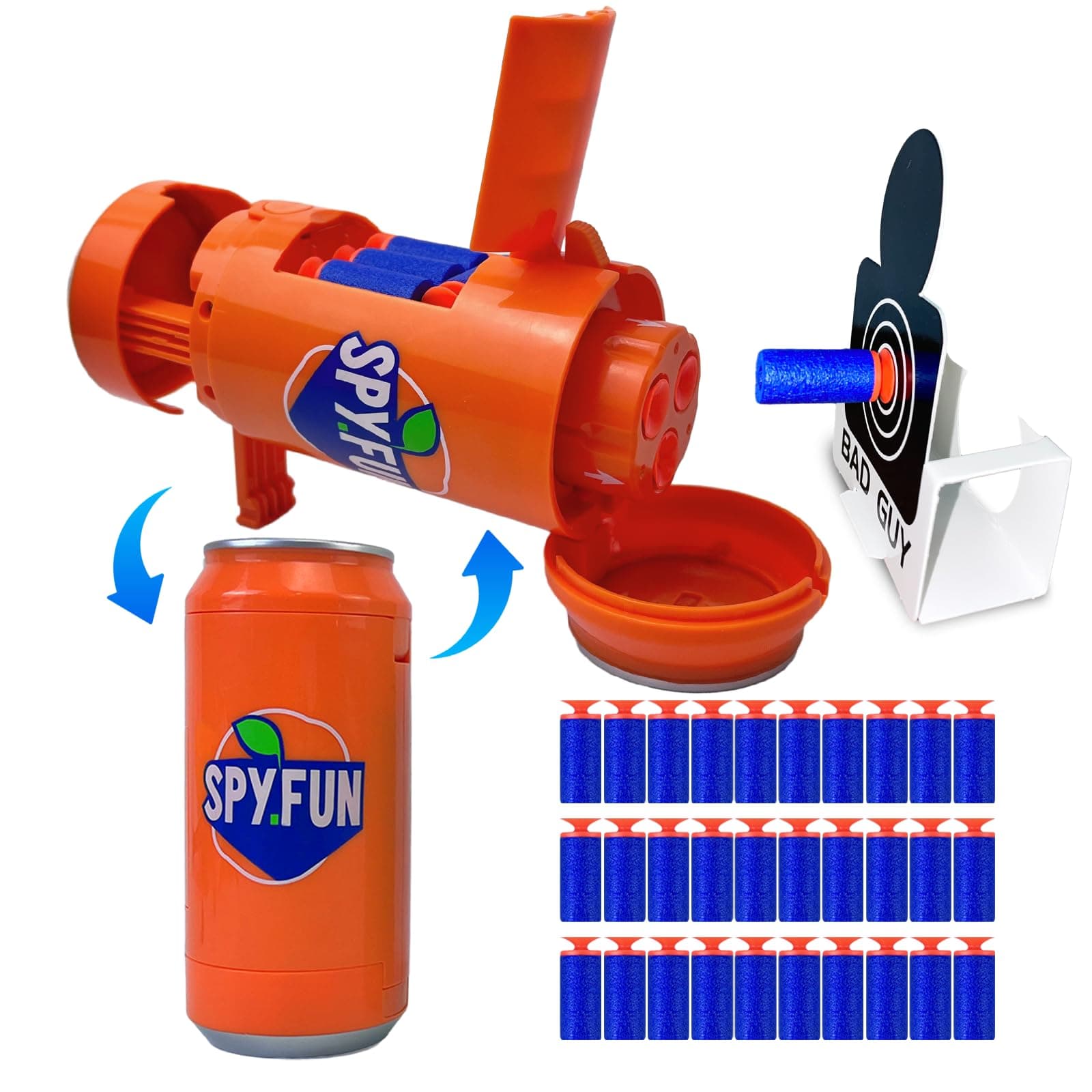 AGM MASTECH Transforming Soda Can Toy Gun - Shoots Soft Foam Darts, Includes Shooting Target, Ideal Gift for Boys and Girls, Perfect for Indoor and Outdoor Play