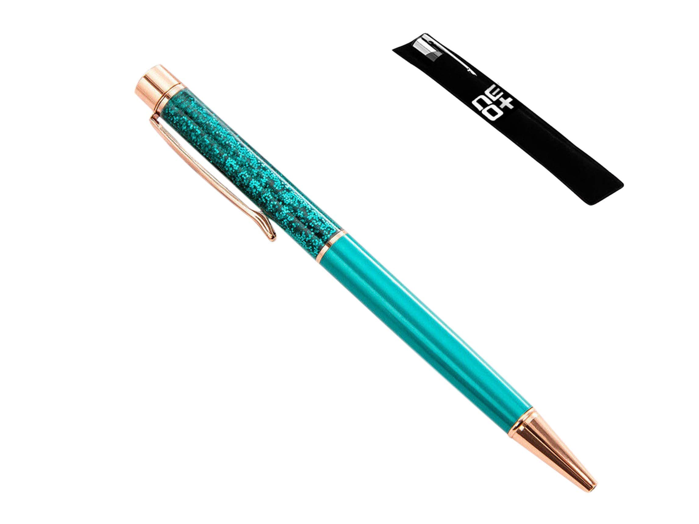 NEO+ Quality Ballpoint Pen with Glitter - Refill and Pen Pouch Included - I AM UK Seller (GLITTER PEACOCK)