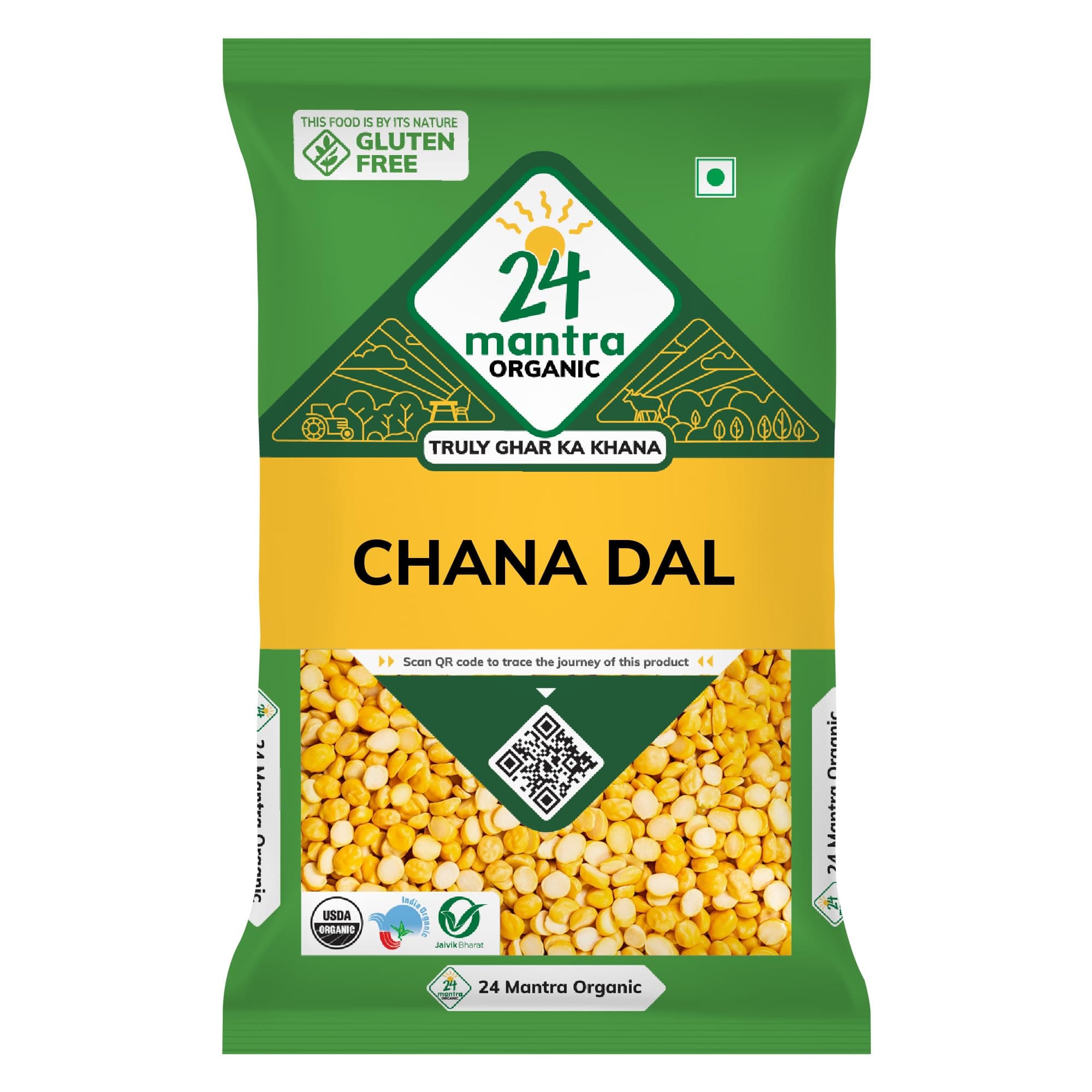 Unpolished Bengalgram/Kandi pappu/Chana Dal - 500gms | Pack of 1 | 100% Organic | Chemical Free & Pesticides Free | Unadulterated