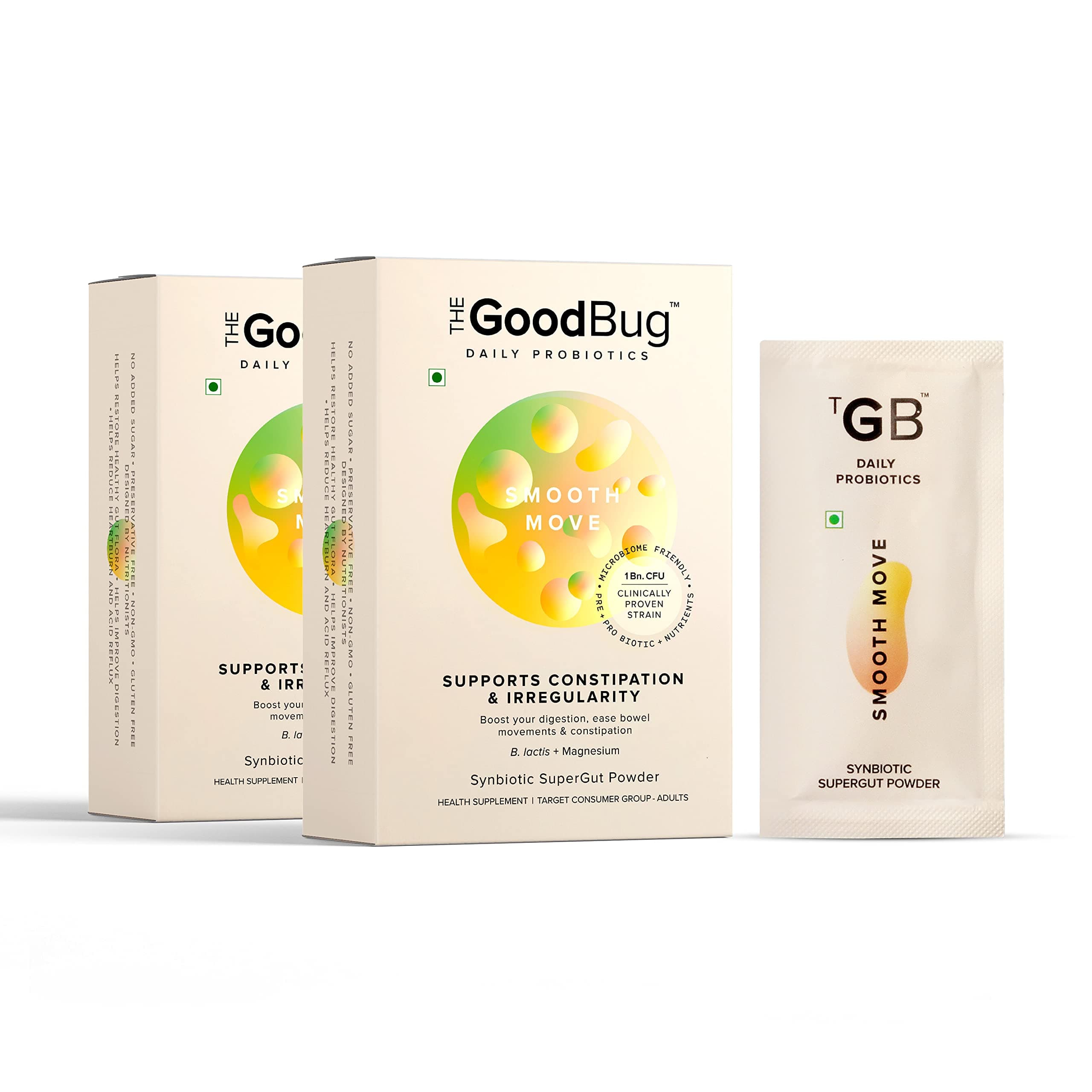 Smooth Move SuperGut Powder for Constipation Relief & Bowel Movement | Pre & Probiotic Supplement for Men & Women | 1 Billion CFU of Clinically Proven Strains | 60 Days Pack