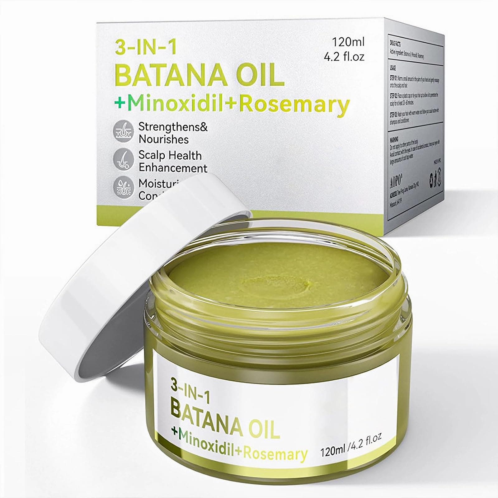 Batana Oil for Hair Growth Organic (120ml), 3-in-1 Advanced Hair Growth Serum with Batana Oil, 3% Minoxidil, and Rosemary, for Thinning Hair & Scalp Care