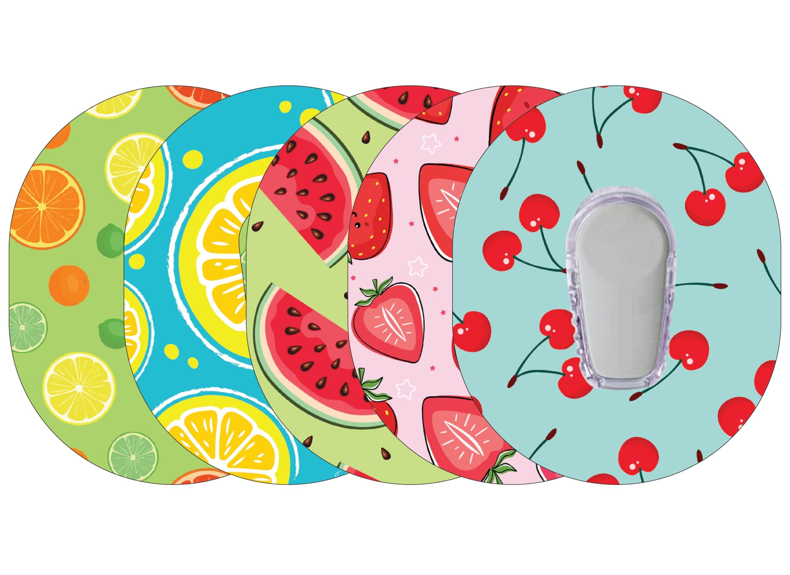 Glucomart Adhesive Patches for Dexcom G6 – Maximum Strength CGM Patches, Waterproof & Hypoallergenic (Fruits Variety Pack) (G6)