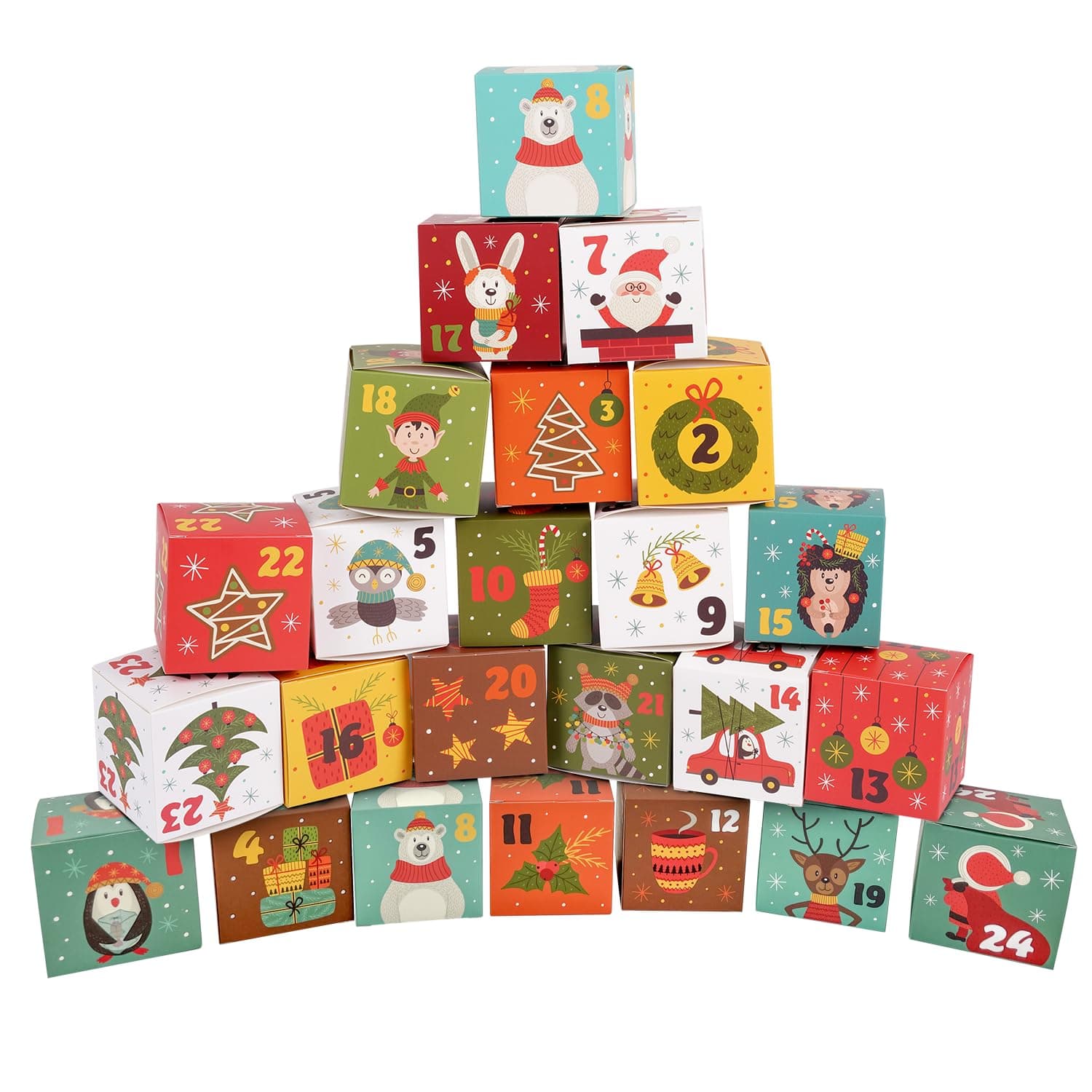 Christmas Advent Calendar 2024, DIY 24 Empty Christmas Countdown Box for Gift Wrap, 24 Days Number Xmas Holiday Deco
