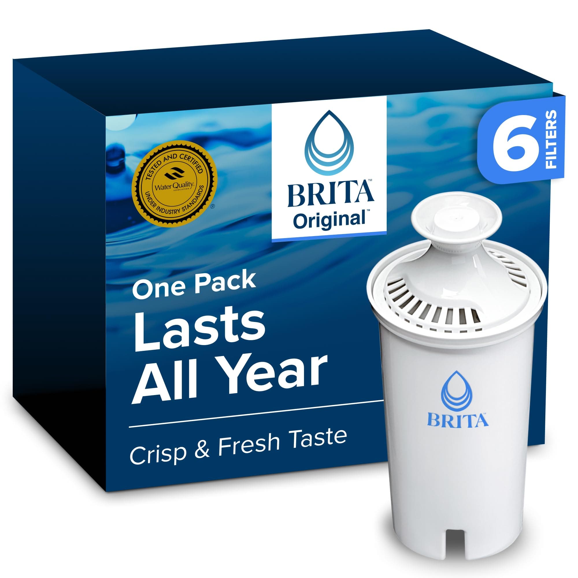 Brita Longlast Water Filter, Longlast Replacement Filters for Pitcher and Dispensers, 6 count 35557