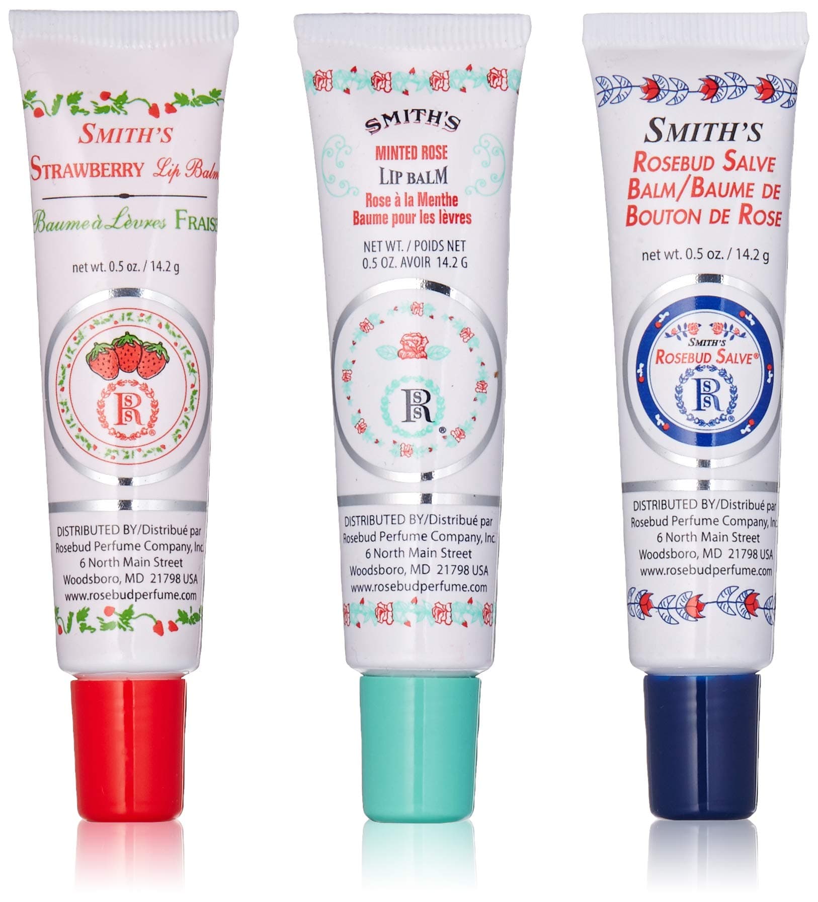 Co. Tube 3 Pack: Smith's Rosebud Salve + Smith's Strawberry Lip Balm + Smith's Minted Rose Lip Balm