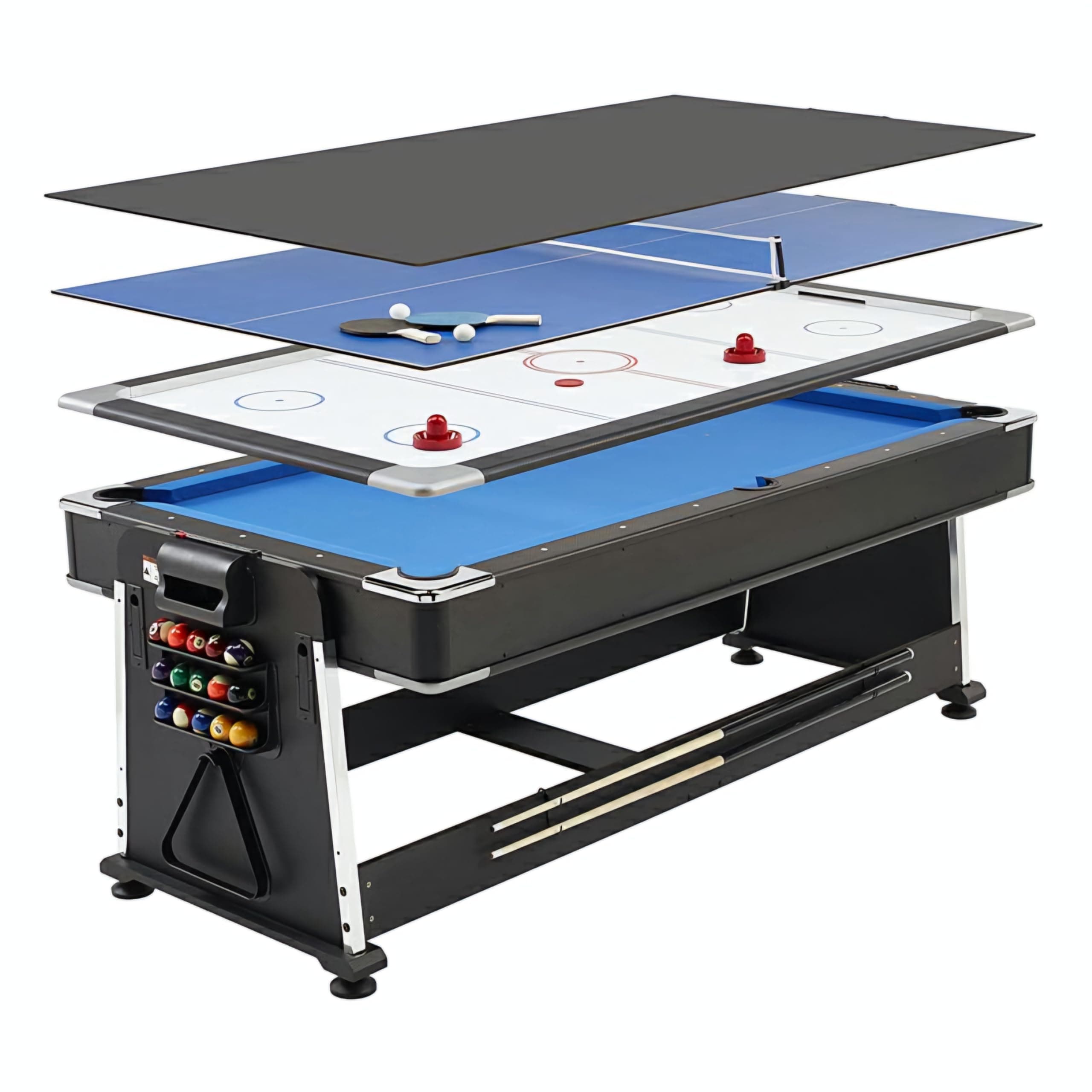 - Modern 4 in 1 Multi Functional Pool Table with Air Hockey, Table Tennis and Dinning Table, 7ft for Adult and Kids