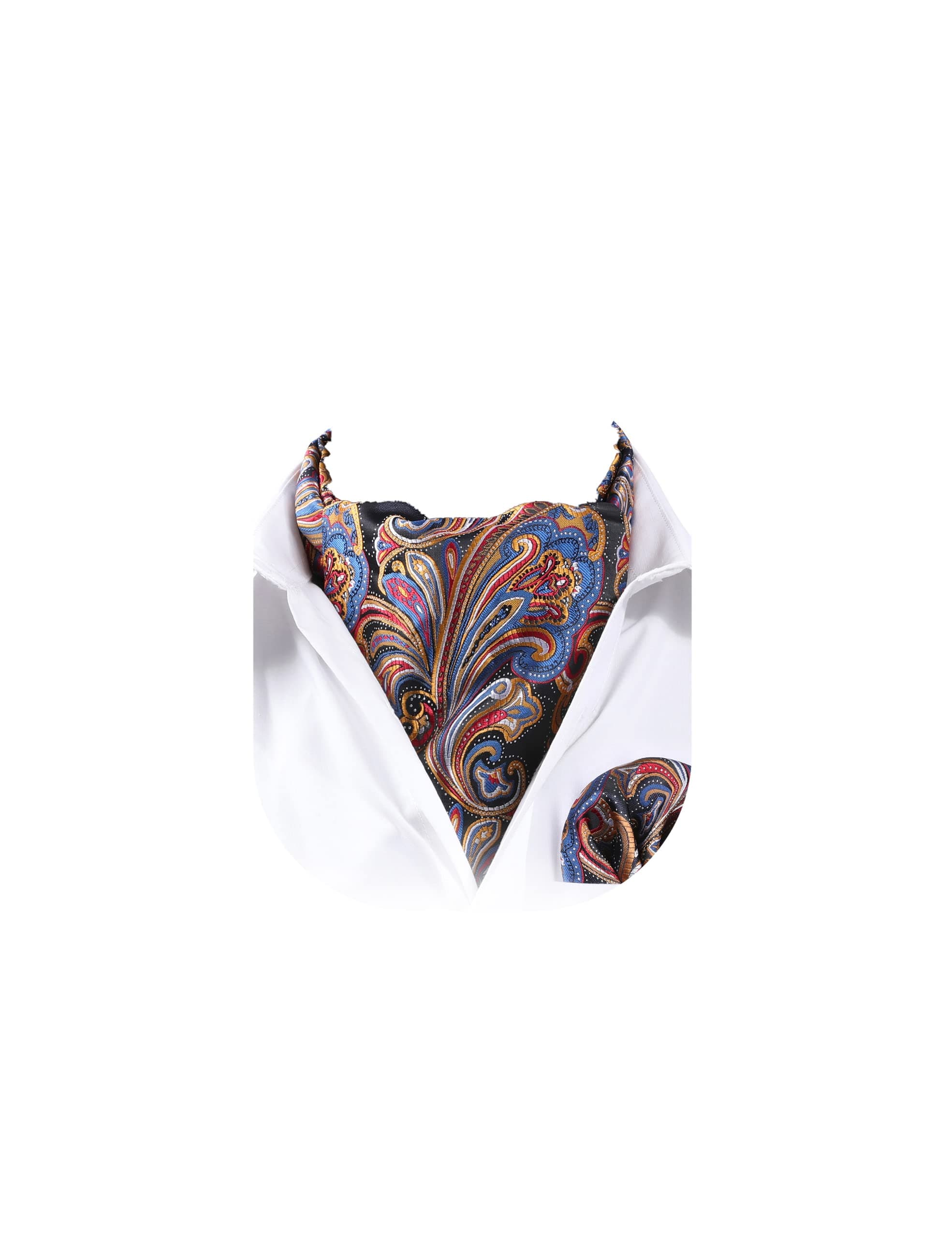 Ascot Ties for Men Paisley Cravat Tie and Pocket Square Set Floral Mens Ascot Scarf Handkerchief Wedding Party