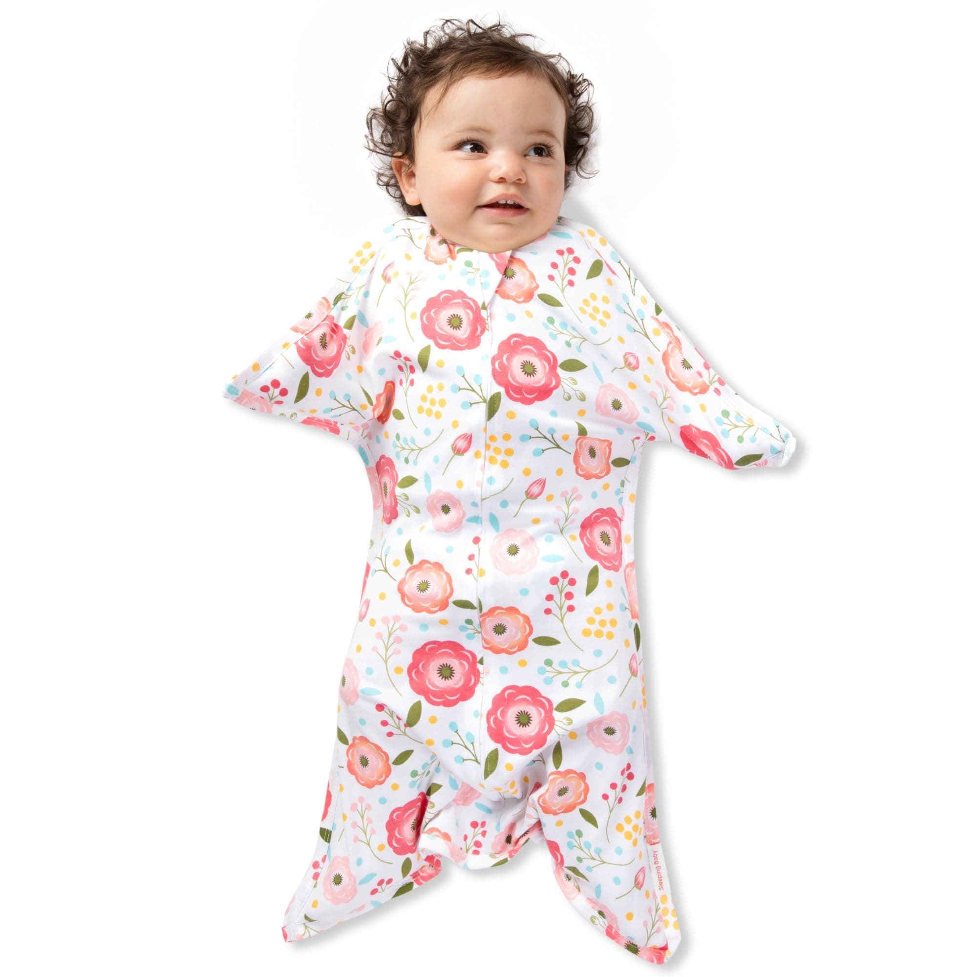 SleepingBaby Zipadee-Zip Transition Swaddle - Cozy Baby Swaddle Blanket with Zipper Convenience - Roomy Wearable Blanket for Easy Diaper Changes - Pretty Poppy, Small (4-8 Month)
