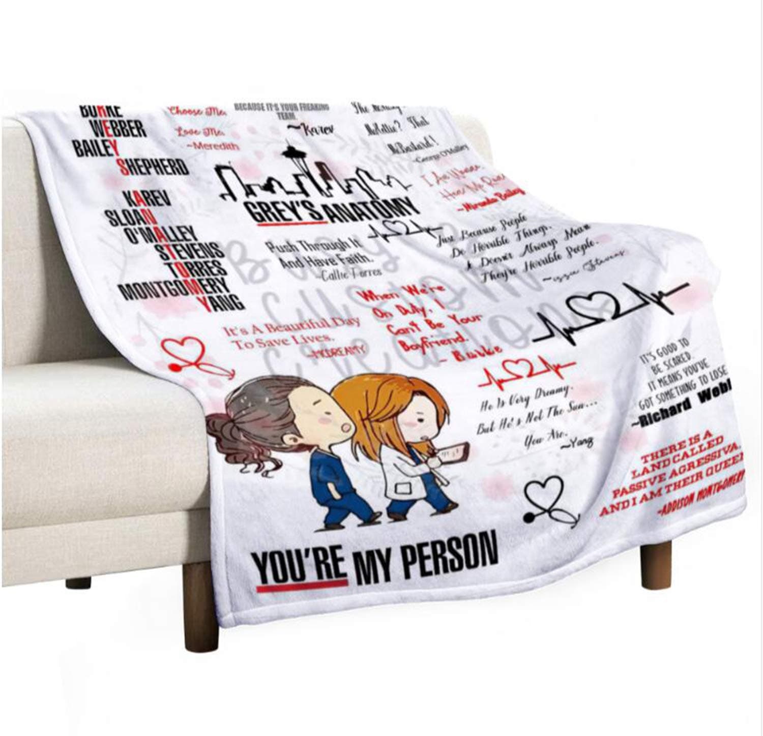 Jics Lamb Ultra-Soft Micro Grey's Anatomy Flannel Blanket Warm 3D Printing Throw Blanket Home Decor for Bed Sofa Travel 50x40 Inch