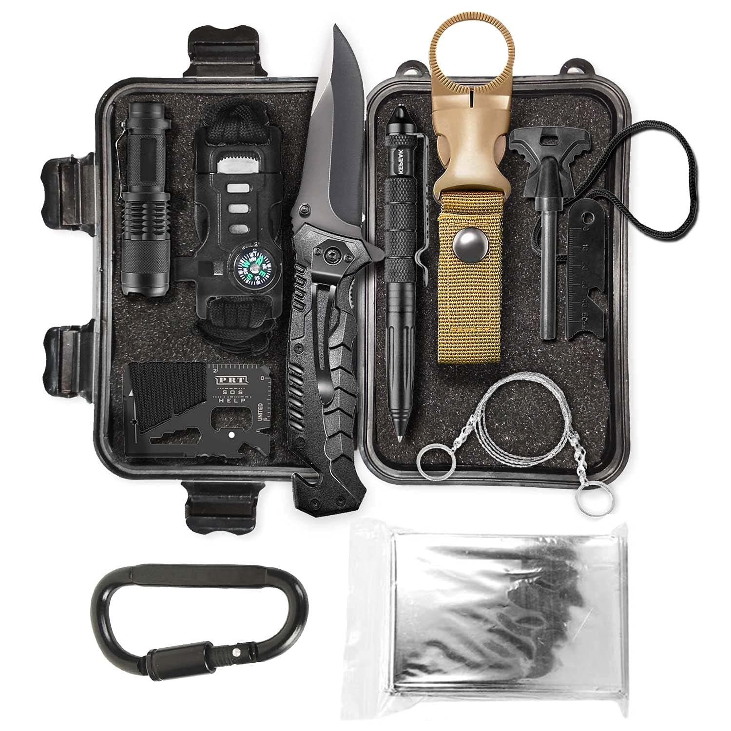 LIT FITNESS Survival Kits Emergency Survival Kit, Including Rock Climbing Gear, Emergency Blankets, Survival Bracelet, Tactical Pen, Tactical Flashlight, Gifts for Men