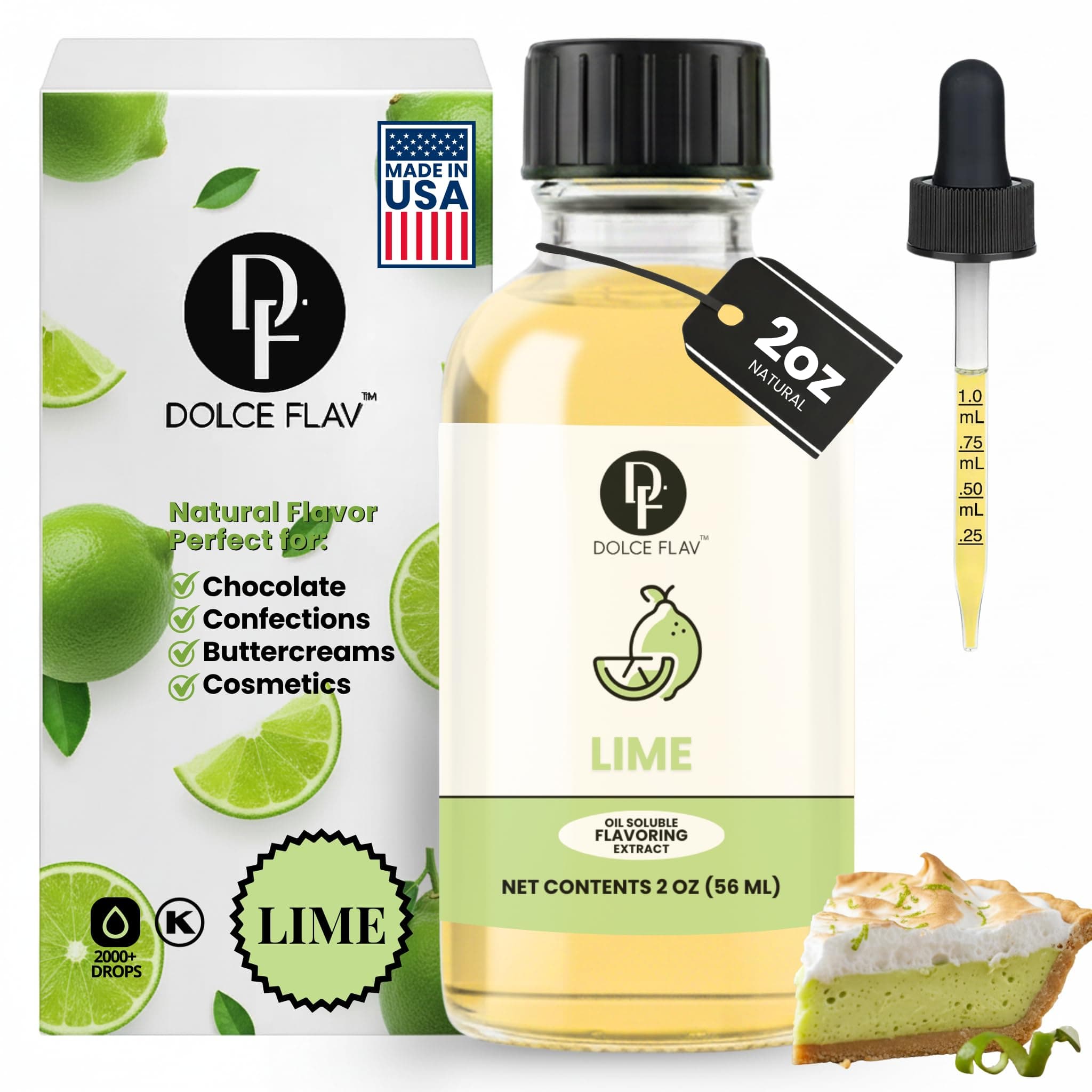 - Natural Lime Extract – 2 Ounce Oil-Soluble Kosher, Sugar-Free, Concentrated Citrus Lime Flavor for Candy, Chocolates & Desserts, Includes Measured Dropper