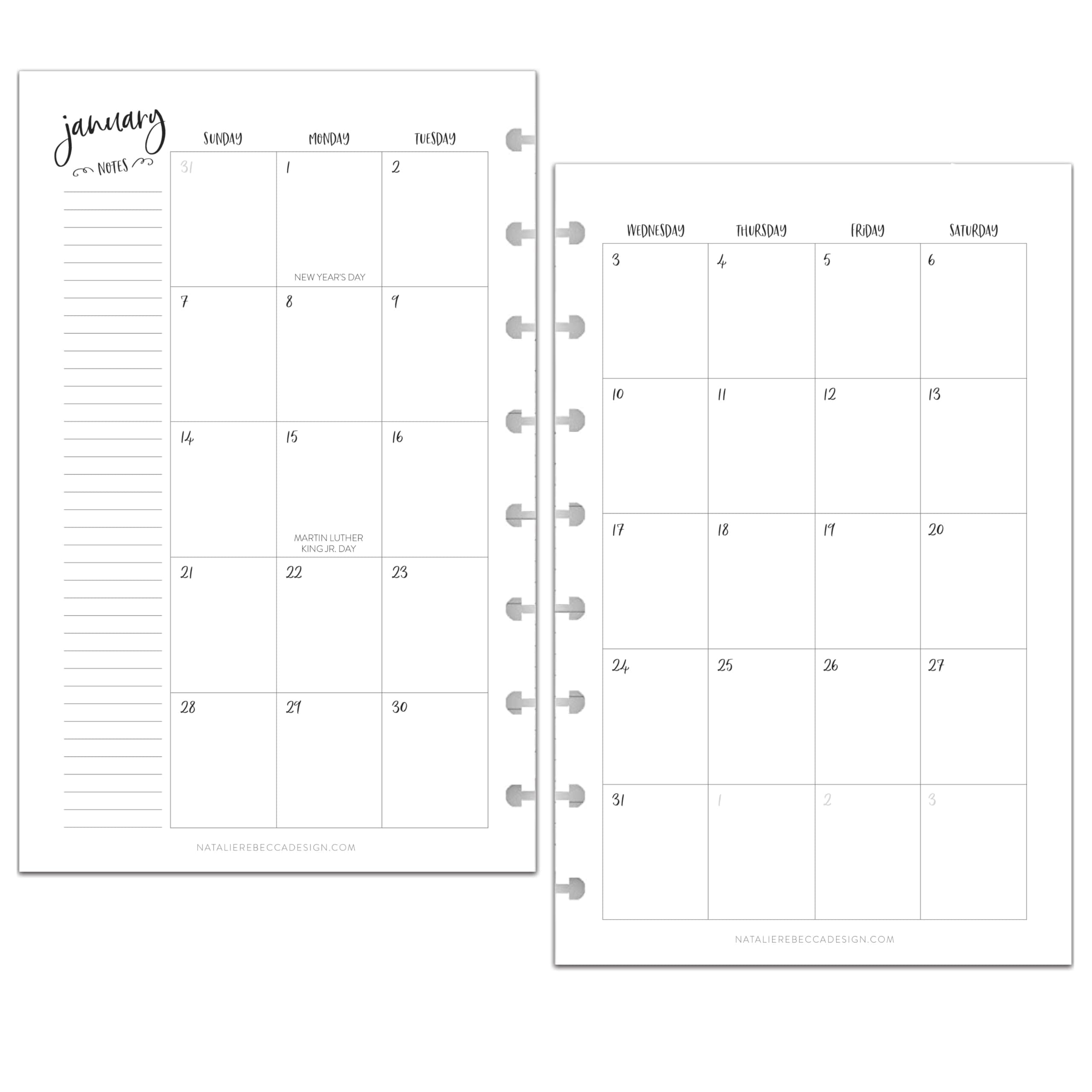 BetterNote 2026 Monthly Calendar Refill Fits Disc Notebooks, Fits Happy Planner, Levenger Circa, Arc Staples, TUL Office Depot, InkWell Press (Whimsy, 8-Disc, 5.5"x8.5")