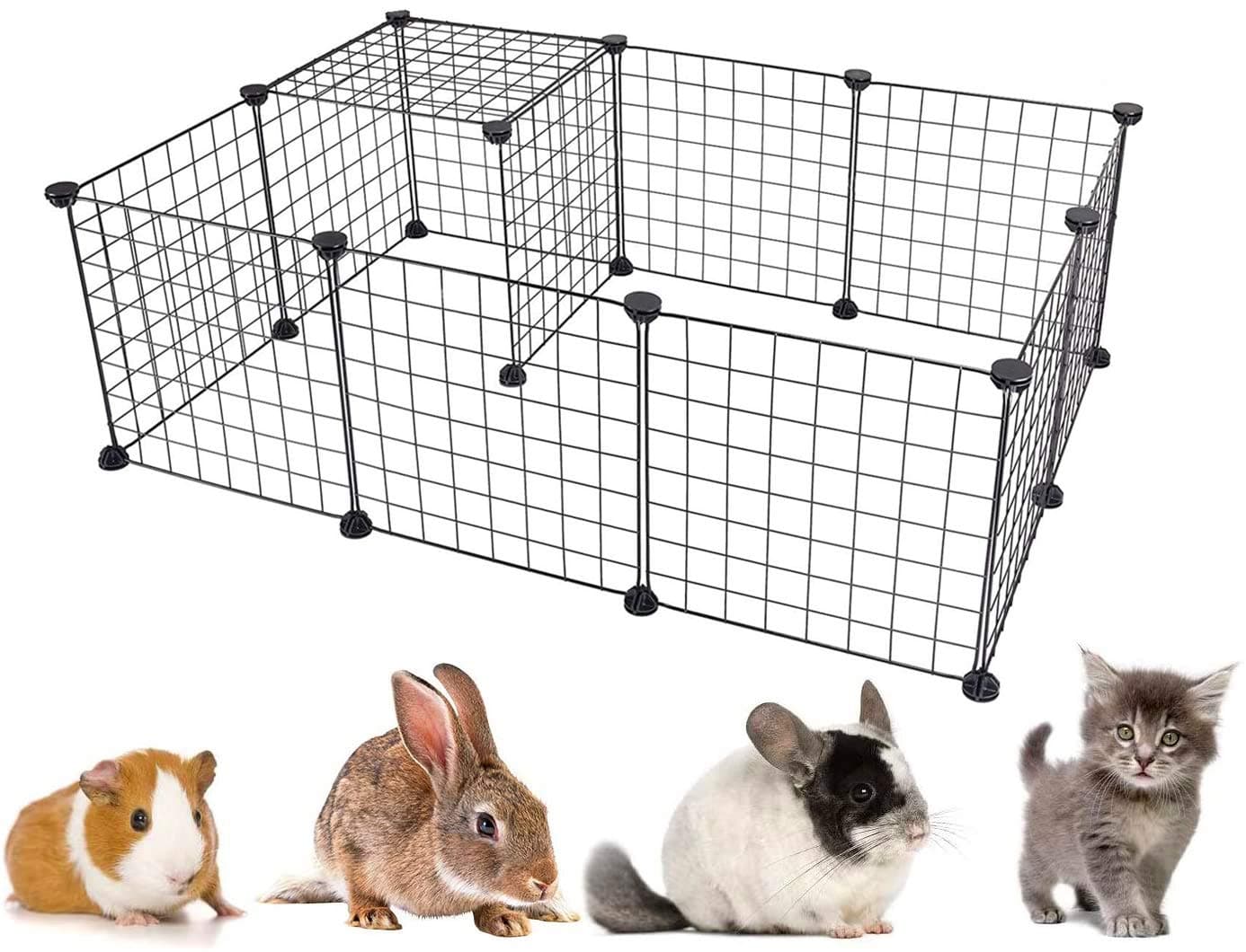 ZaneSun 12 Panels Metal Pet Playpen Tent Cats Exercise Pen Crate Cage Kennel Dog Foldable Fence Yard Barrier Ideal for Guinea Pigs, Rabbit, Gerbil, Puppy Pet Products, DIY Metal Wire Yard Fence Indoor