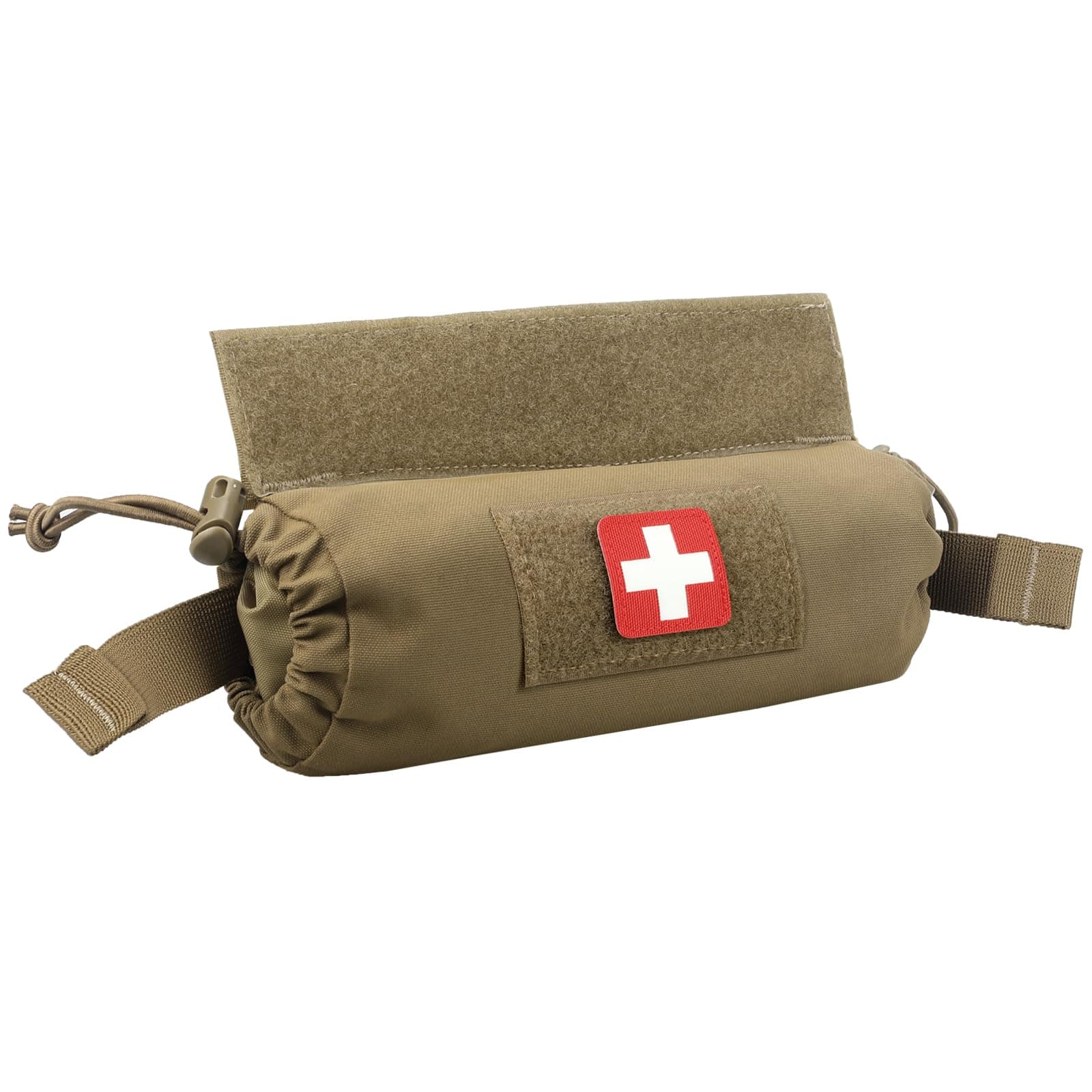Tactical First Aid Drop Dump Pouch, Medical Trauma Roll Up Drop Pouch EMT IFAK Sub Abdominal Carrying Bag with Hook-N-Loop for Chest Rig Vest